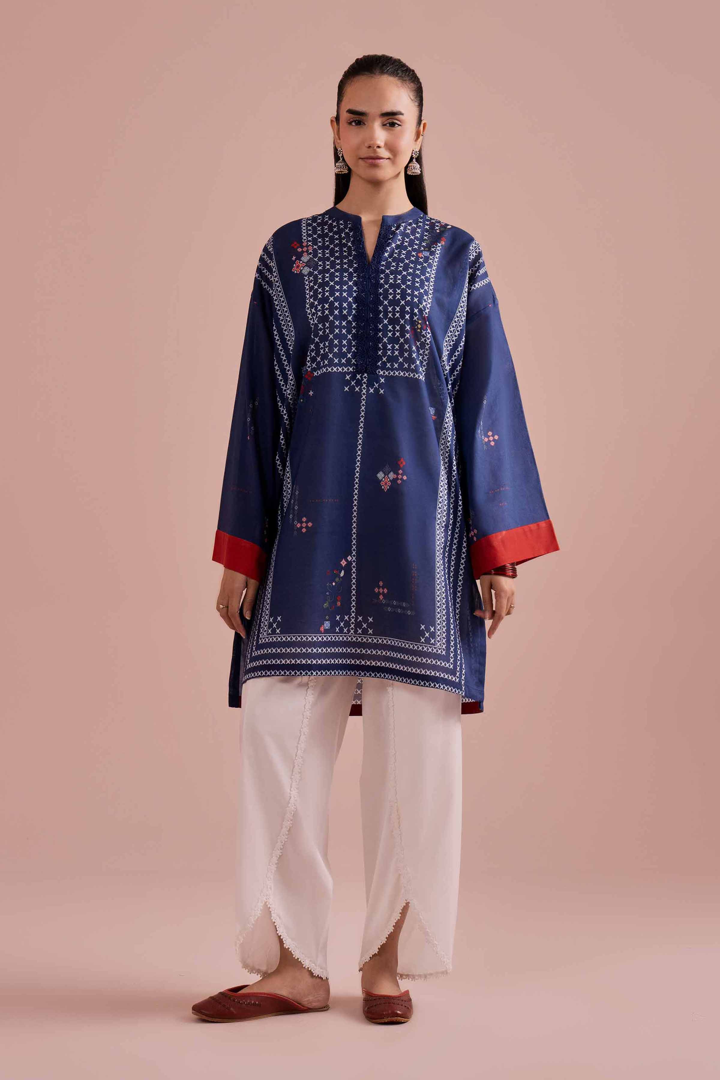 Printed Tunic - PE26-102 Blue Lawn 1PC Printed READY TO WEAR