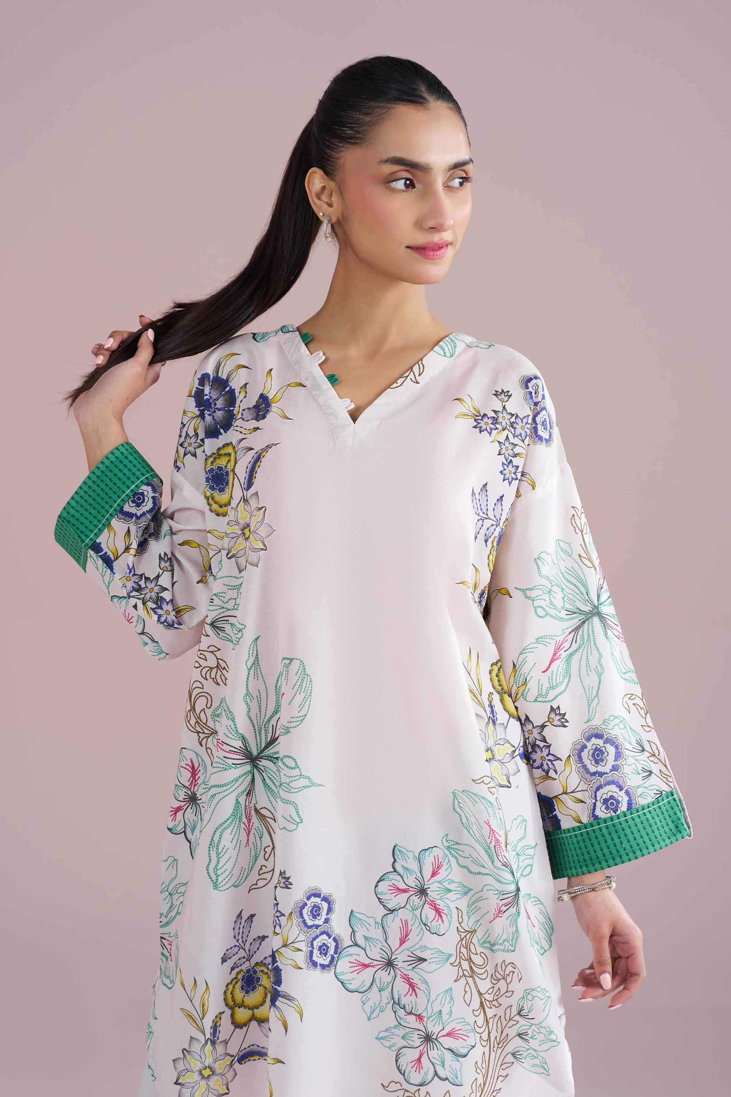 Printed Tunic - PE26-104 Grey Lawn 1PC Printed READY TO WEAR