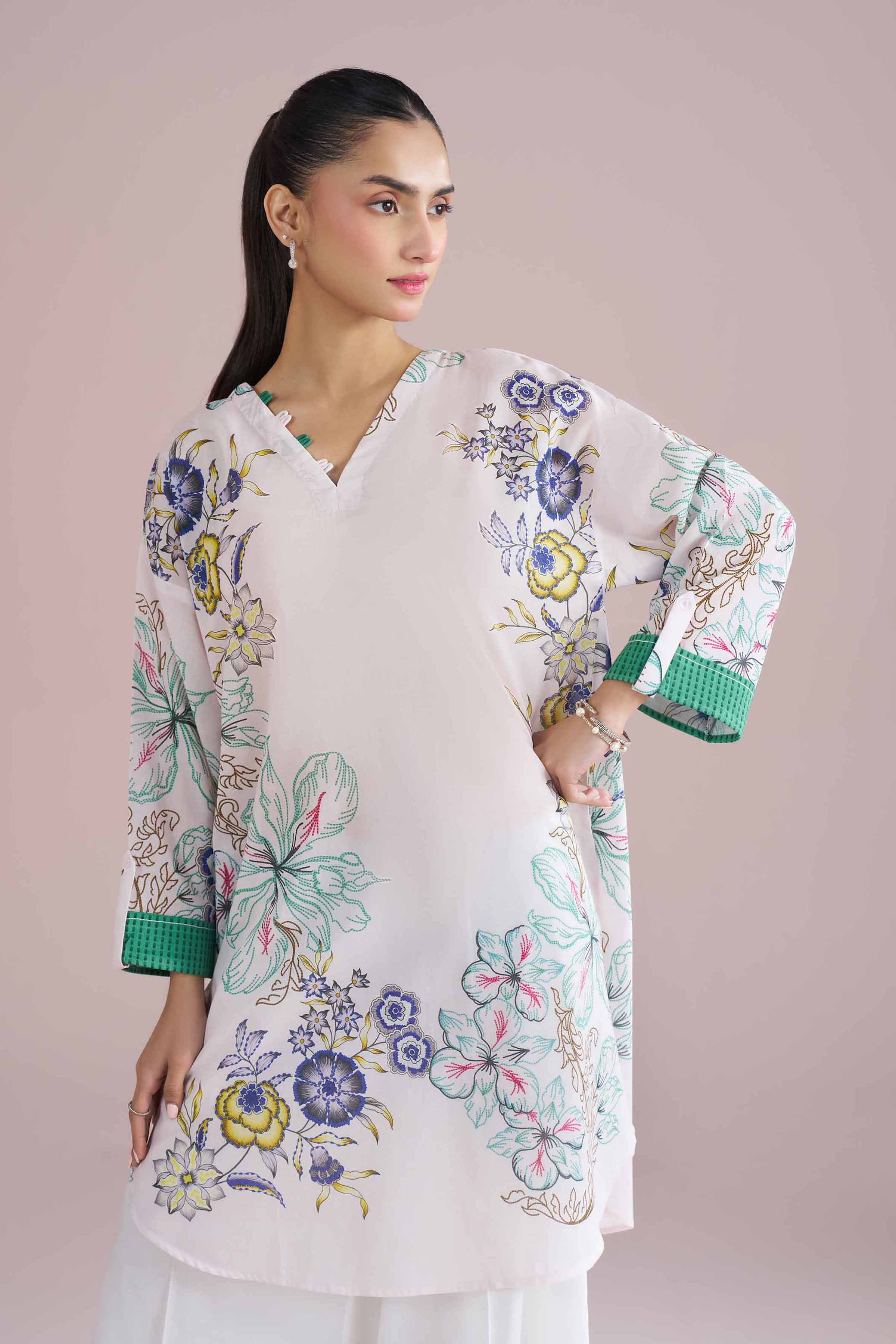 Printed Tunic - PE26-104 Grey Lawn 1PC Printed READY TO WEAR