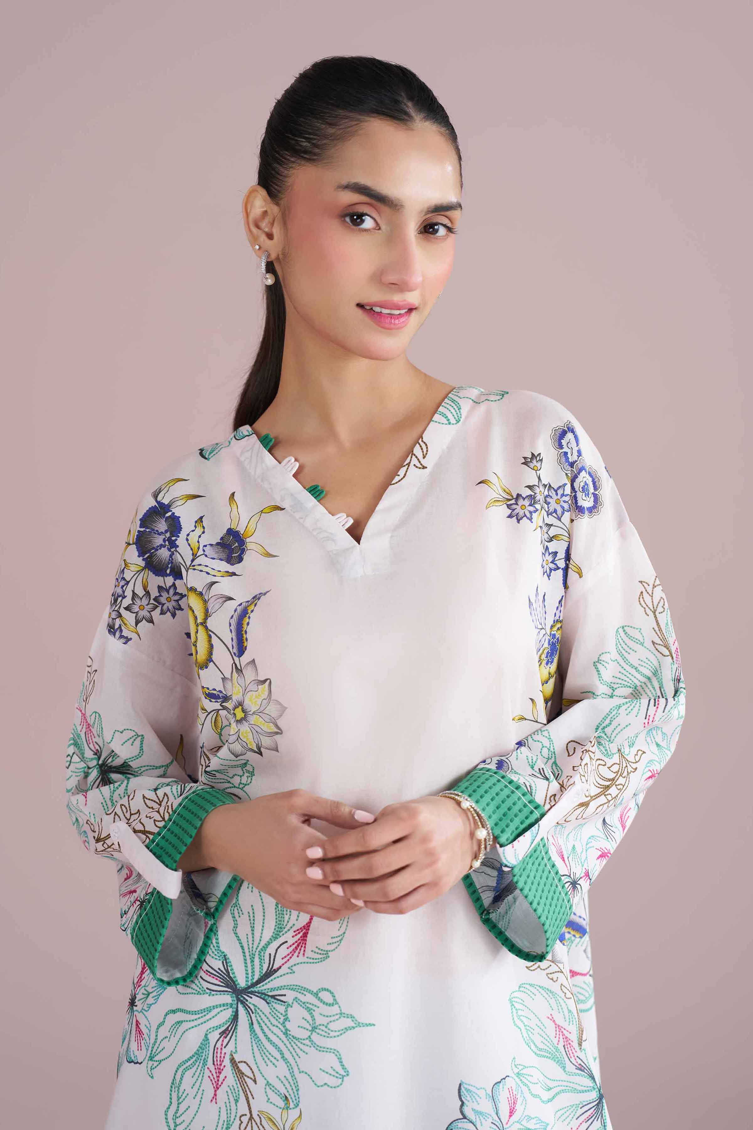 Printed Tunic - PE26-104 Grey Lawn 1PC Printed READY TO WEAR