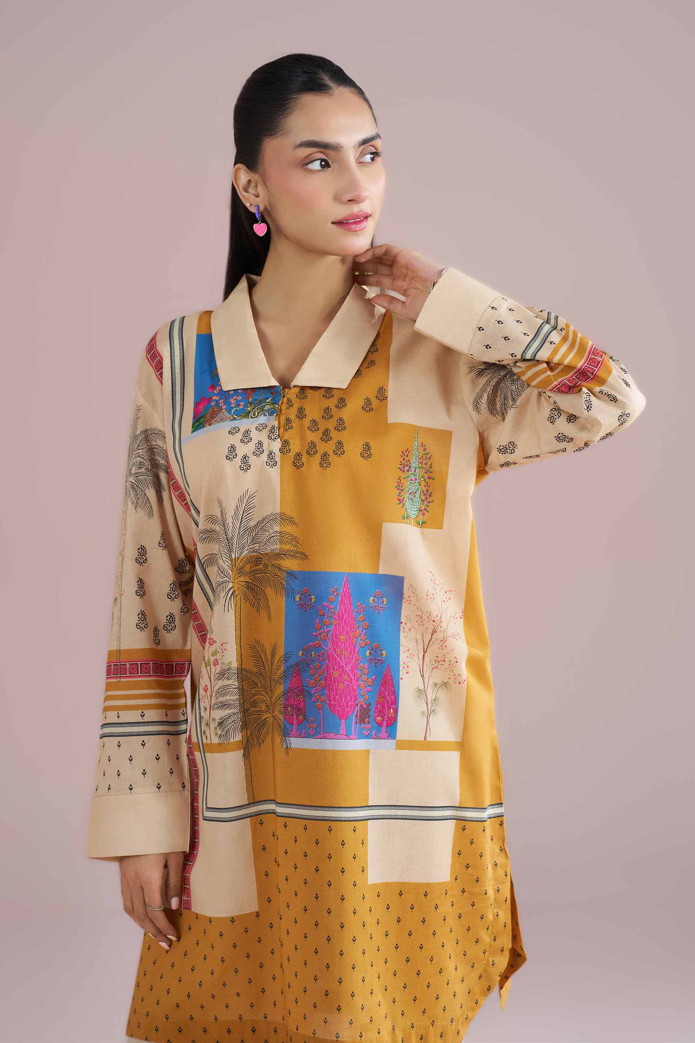 Printed Tunic - PE26-107 Yellow Lawn 1PC Printed READY TO WEAR