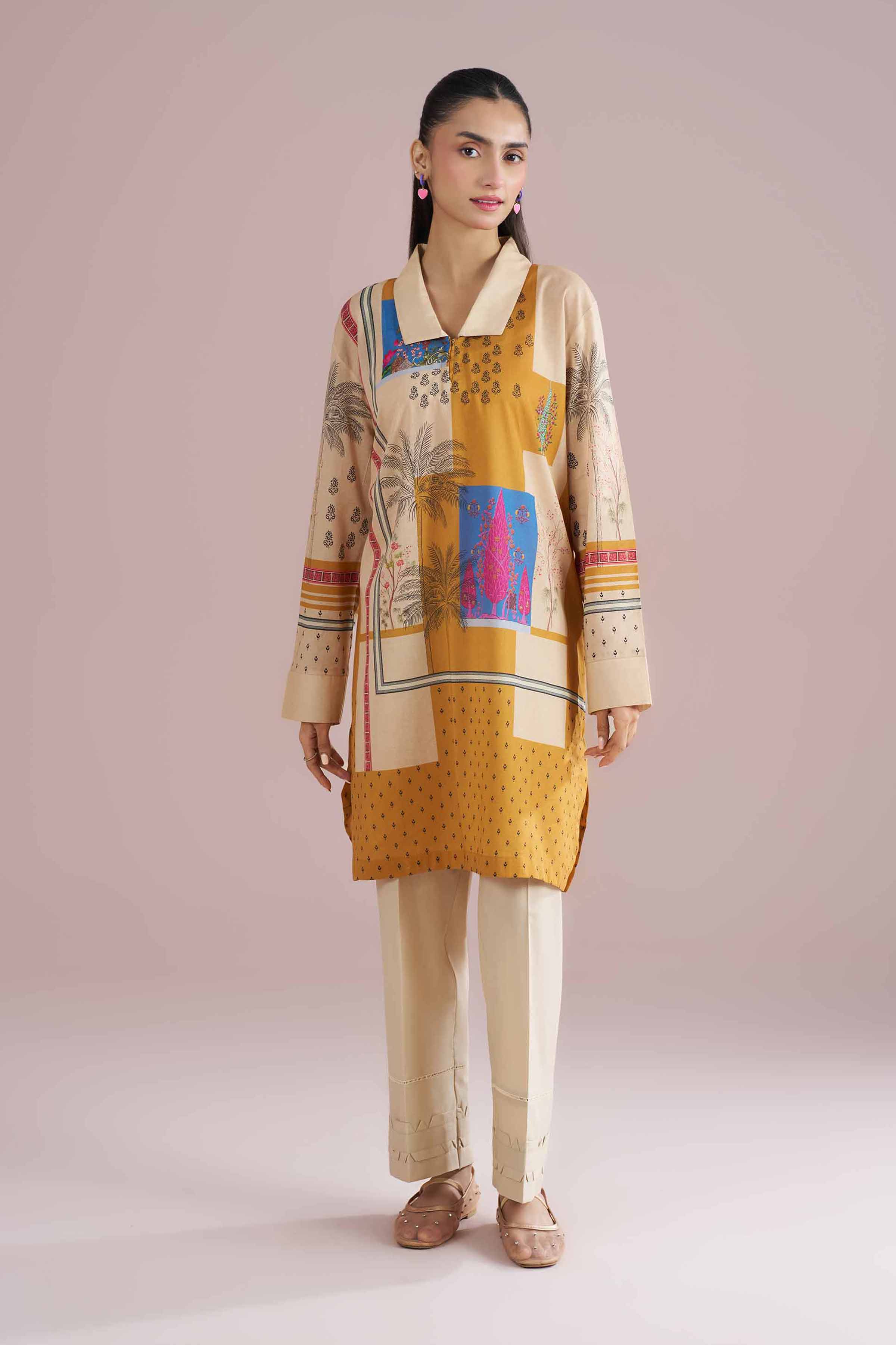 Printed Tunic - PE26-107 Yellow Lawn 1PC Printed READY TO WEAR