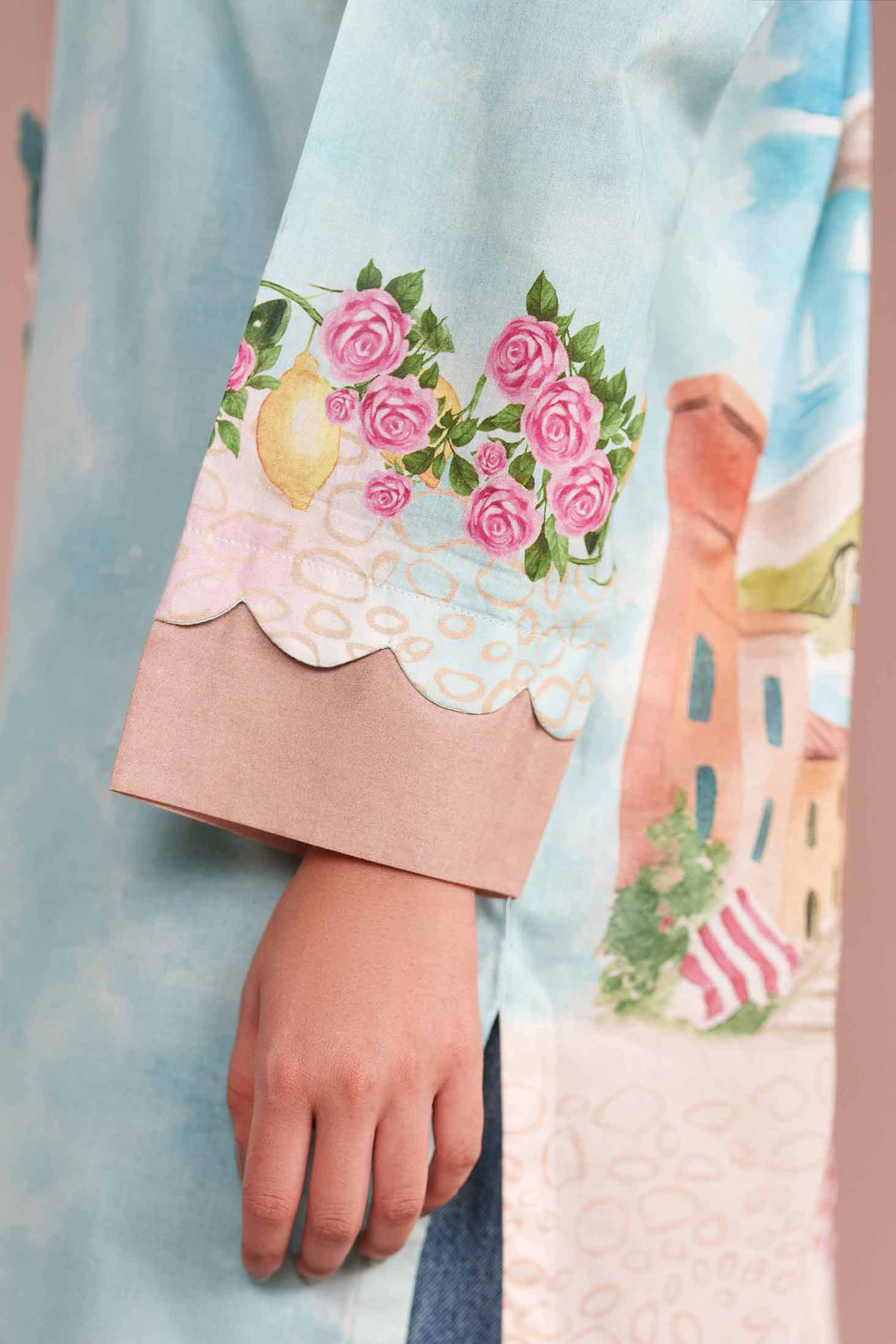 Printed Shirt - PE26-108 Blue Lawn 1PC Printed READY TO WEAR