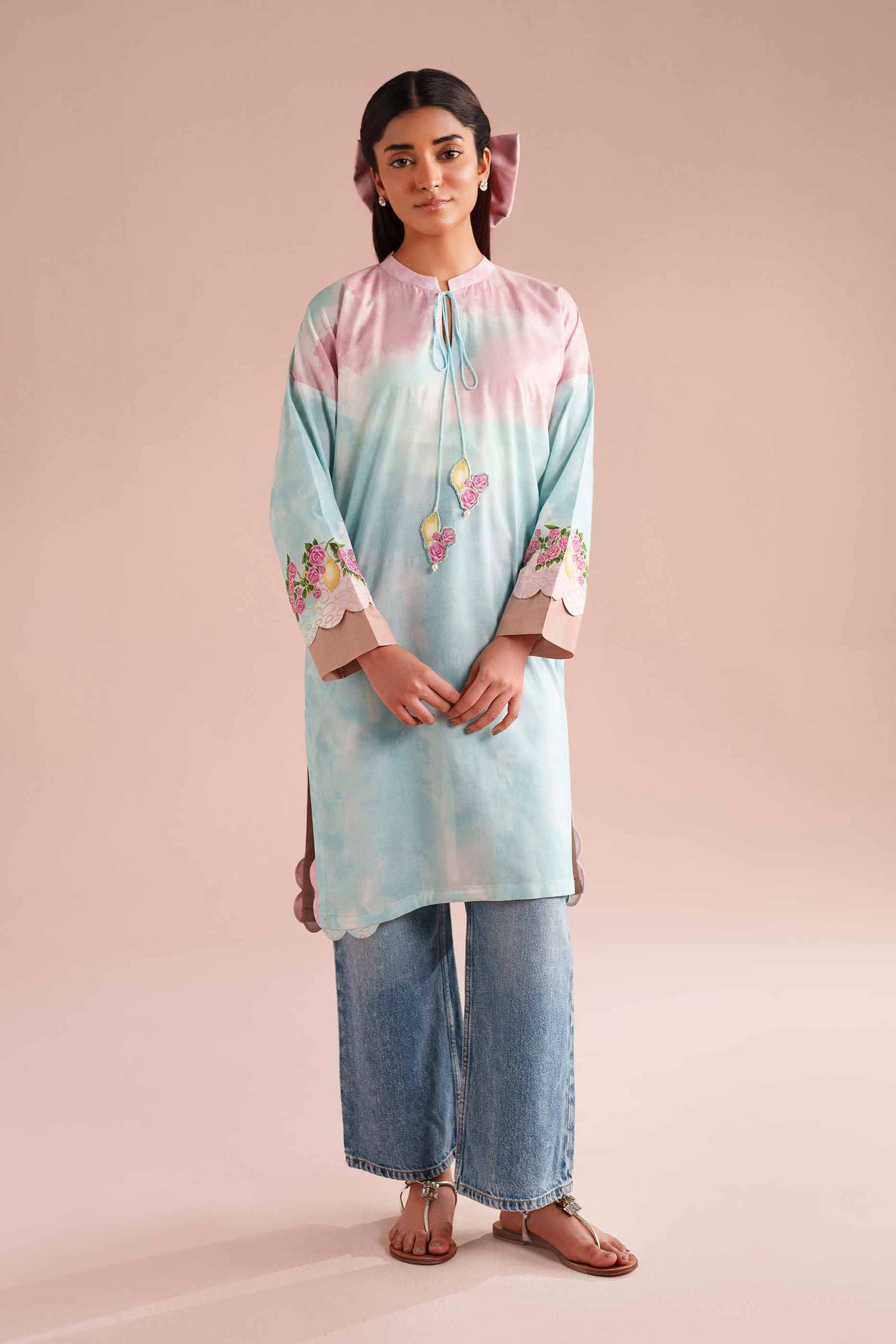 Printed Shirt - PE26-108 Blue Lawn 1PC Printed READY TO WEAR