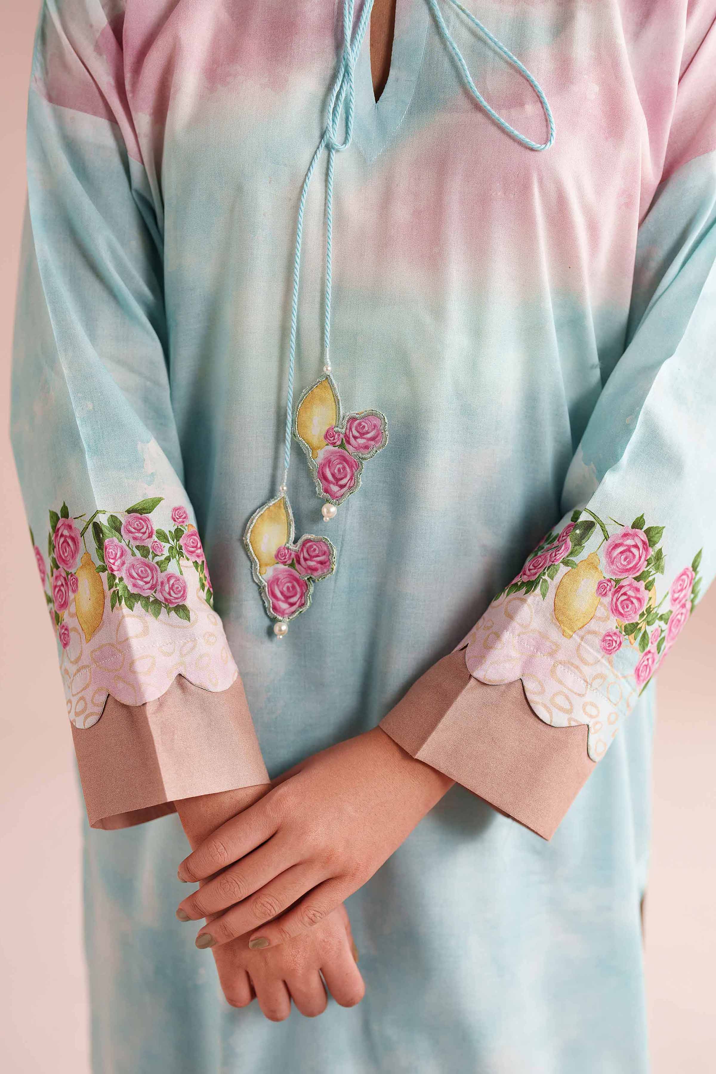 Printed Shirt - PE26-108 Blue Lawn 1PC Printed READY TO WEAR