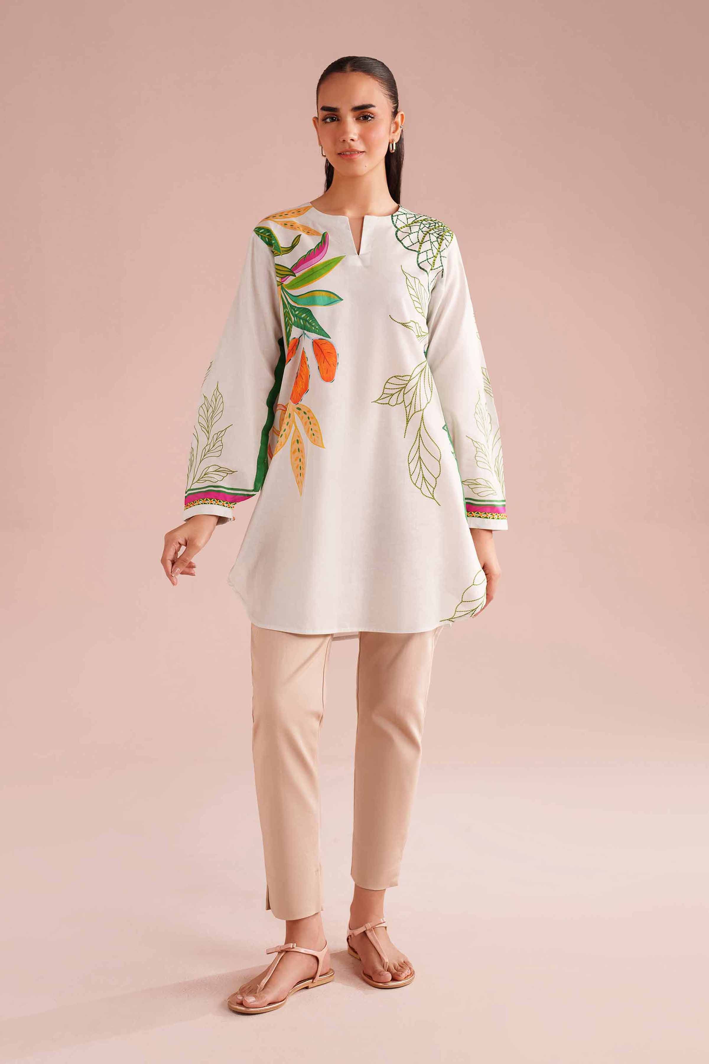 Printed Tunic - PE26-109 Off White Lawn 1PC Printed READY TO WEAR