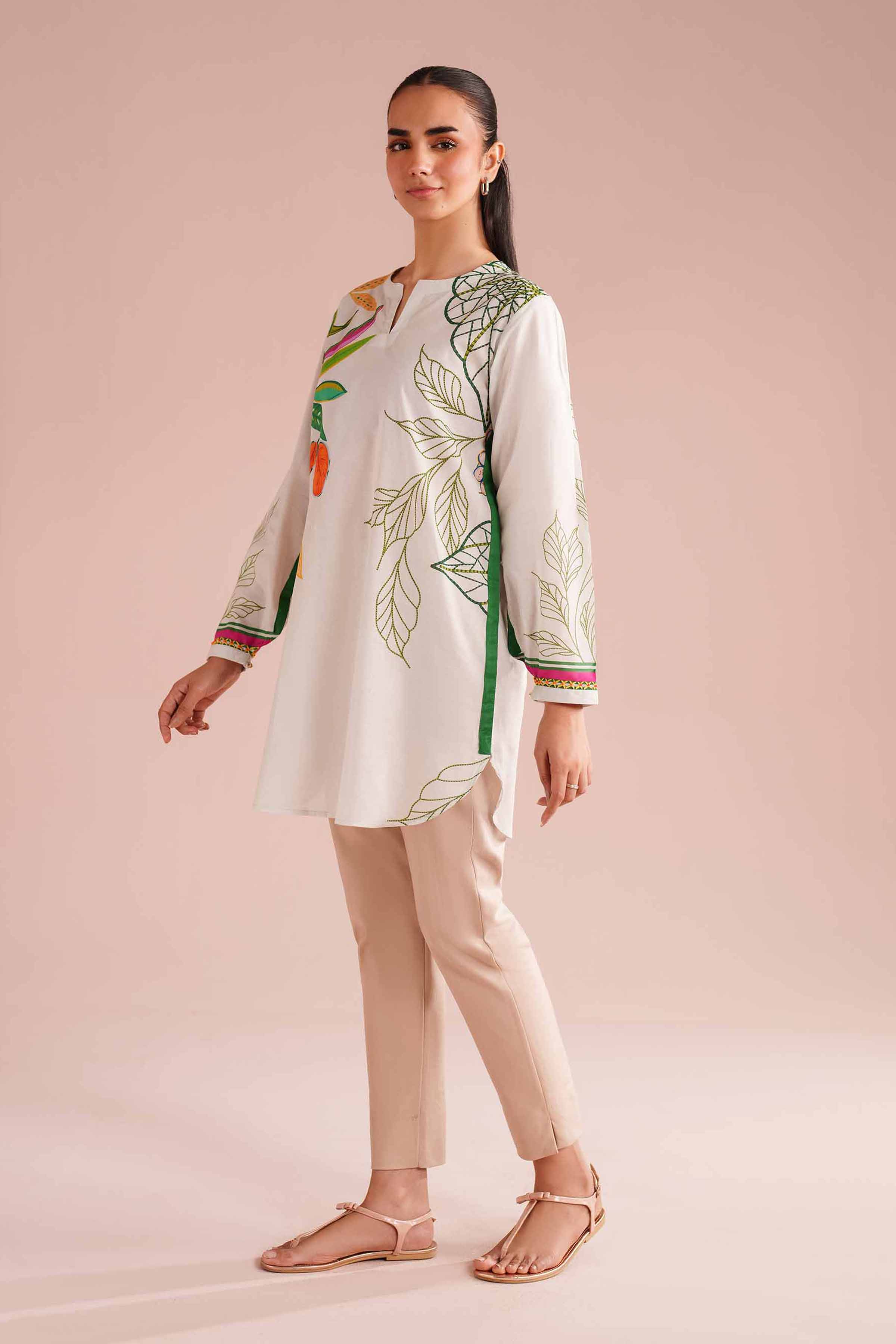 Printed Tunic - PE26-109 Off White Lawn 1PC Printed READY TO WEAR
