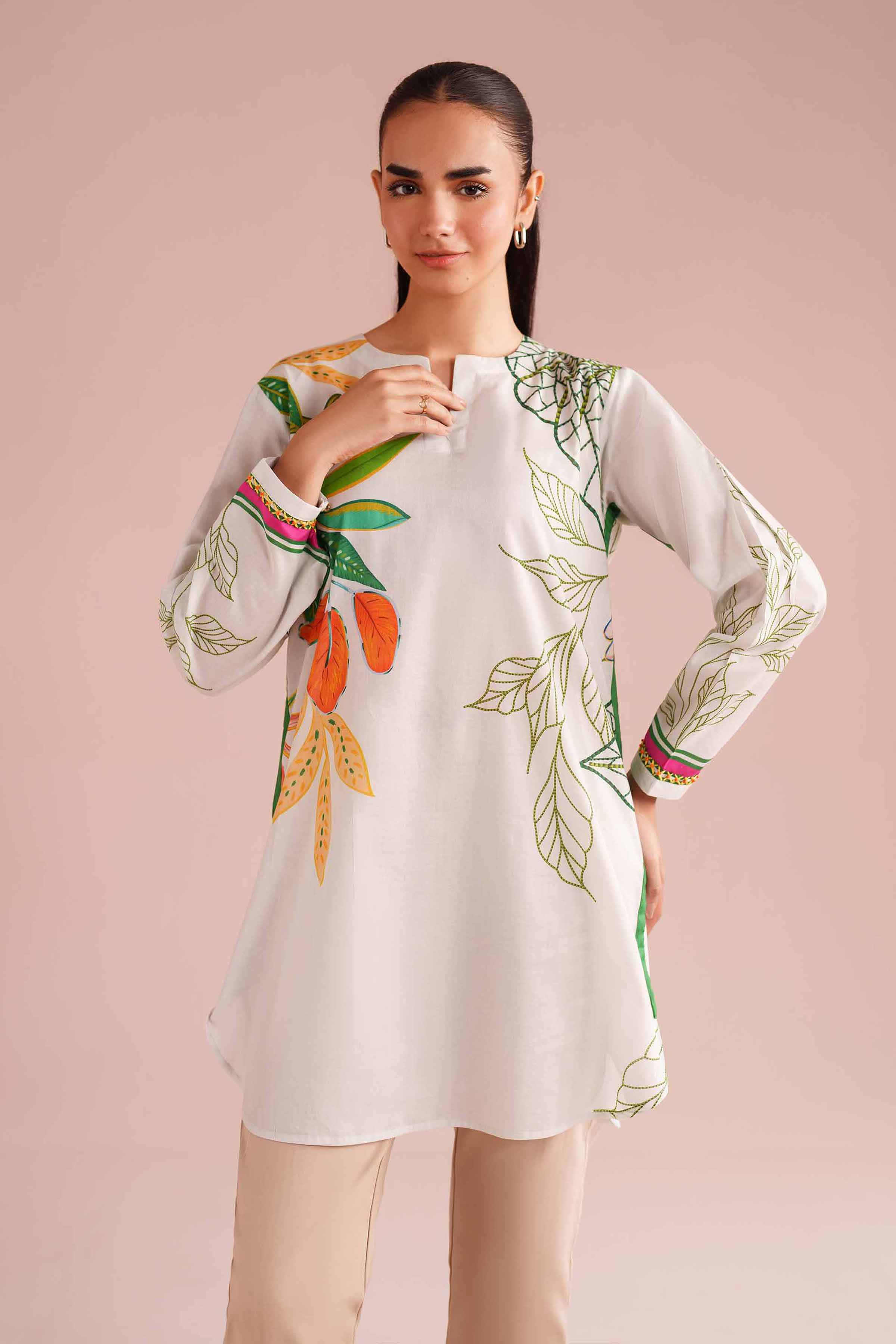 Printed Tunic - PE26-109 Off White Lawn 1PC Printed READY TO WEAR