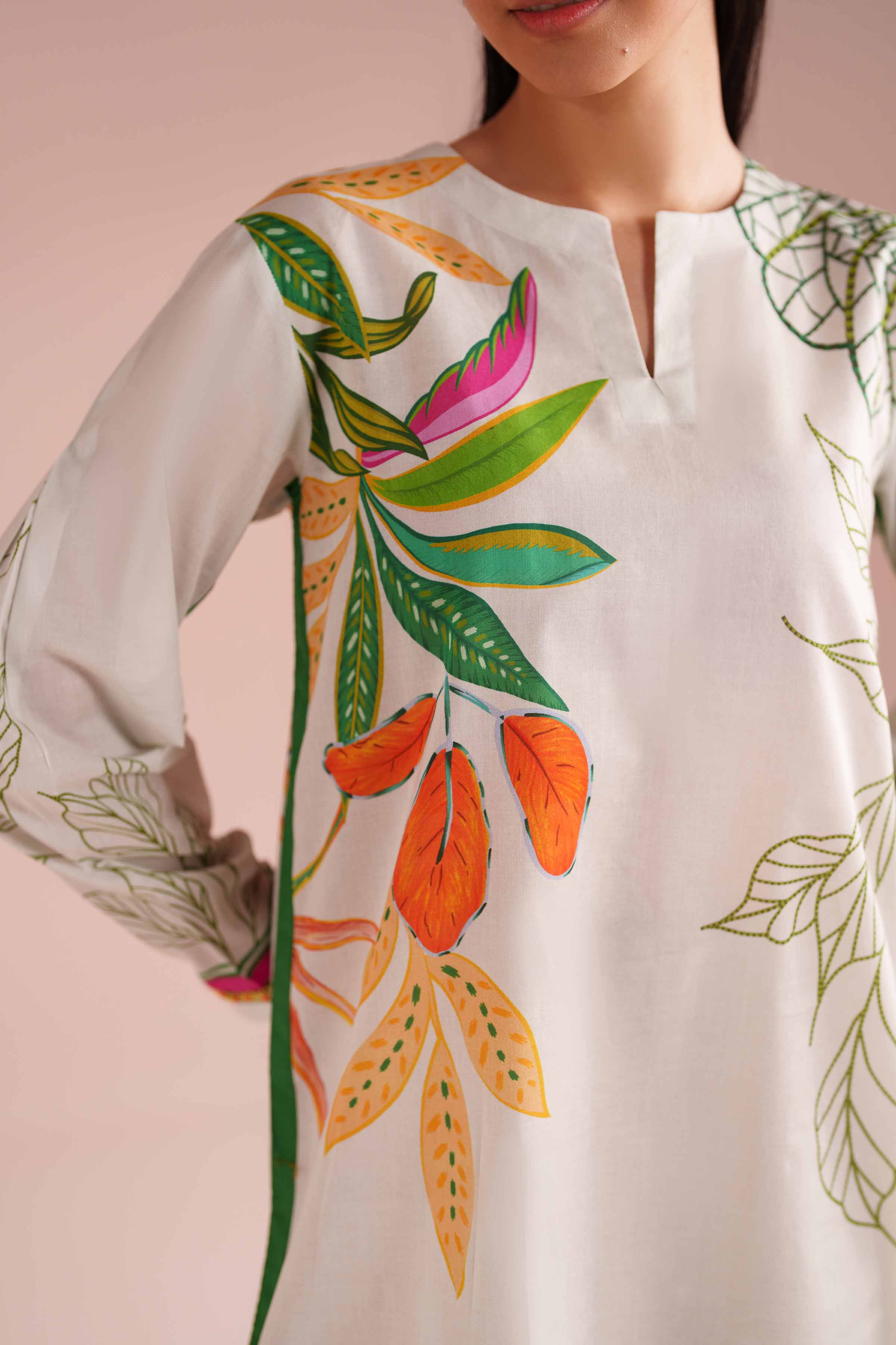 Printed Tunic - PE26-109 Off White Lawn 1PC Printed READY TO WEAR