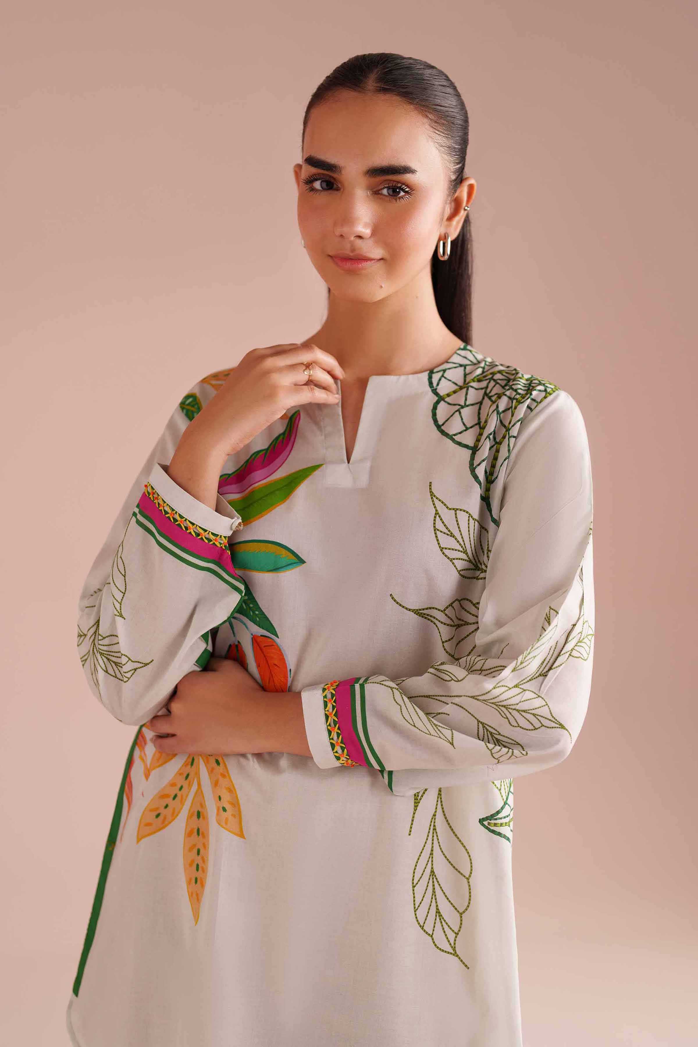 Printed Tunic - PE26-109 Off White Lawn 1PC Printed READY TO WEAR