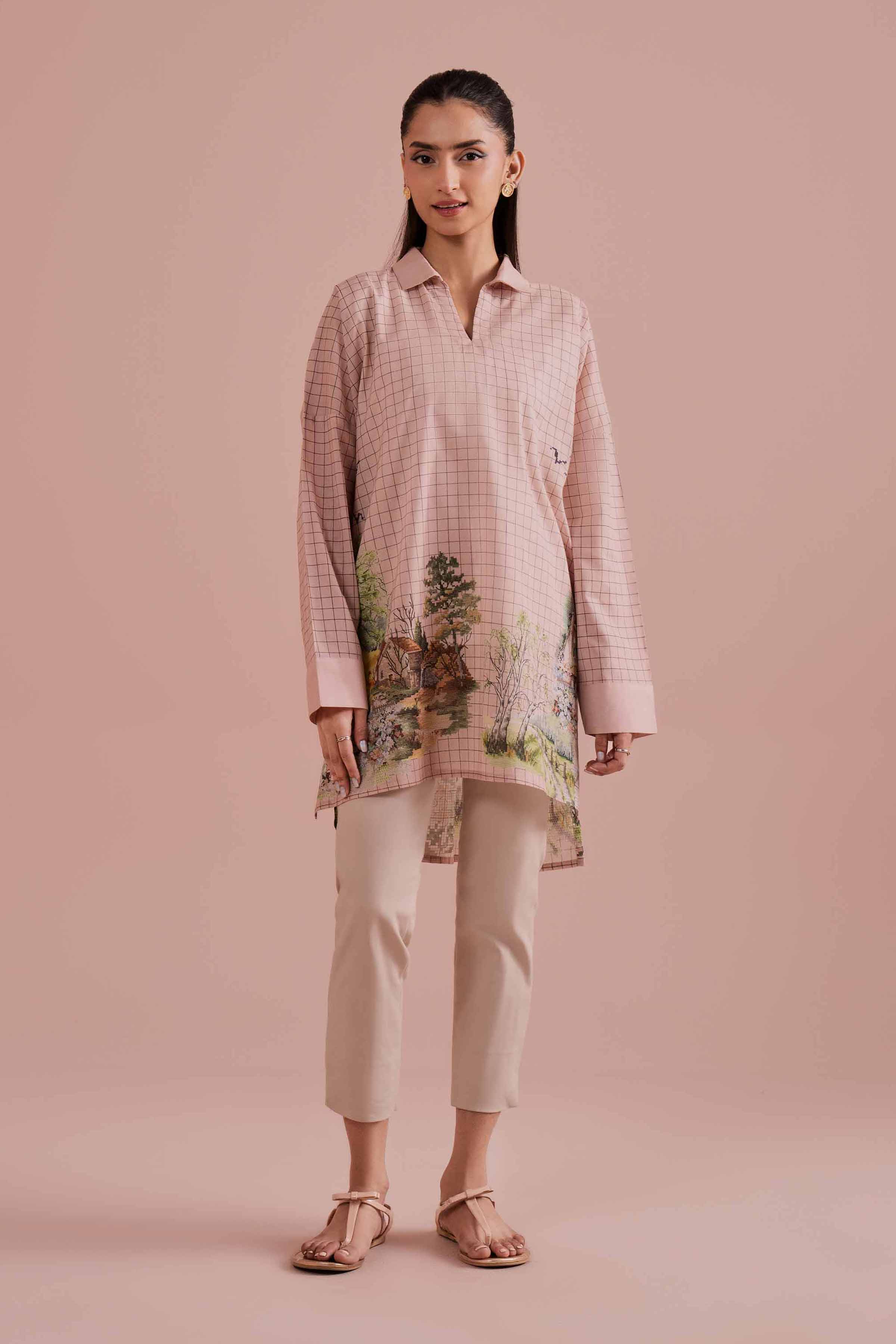 Printed Tunic - PE26-110 Pink Lawn 1PC Printed READY TO WEAR