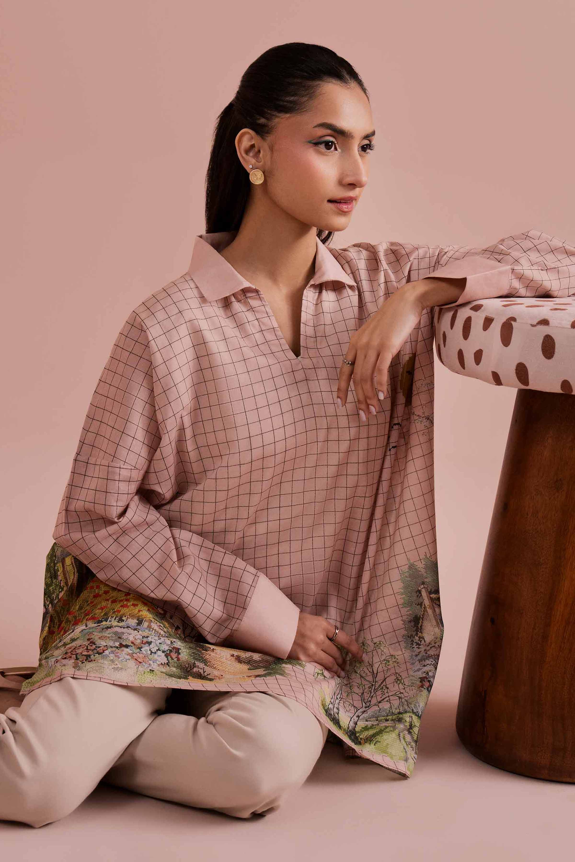 Printed Tunic - PE26-110 Pink Lawn 1PC Printed READY TO WEAR