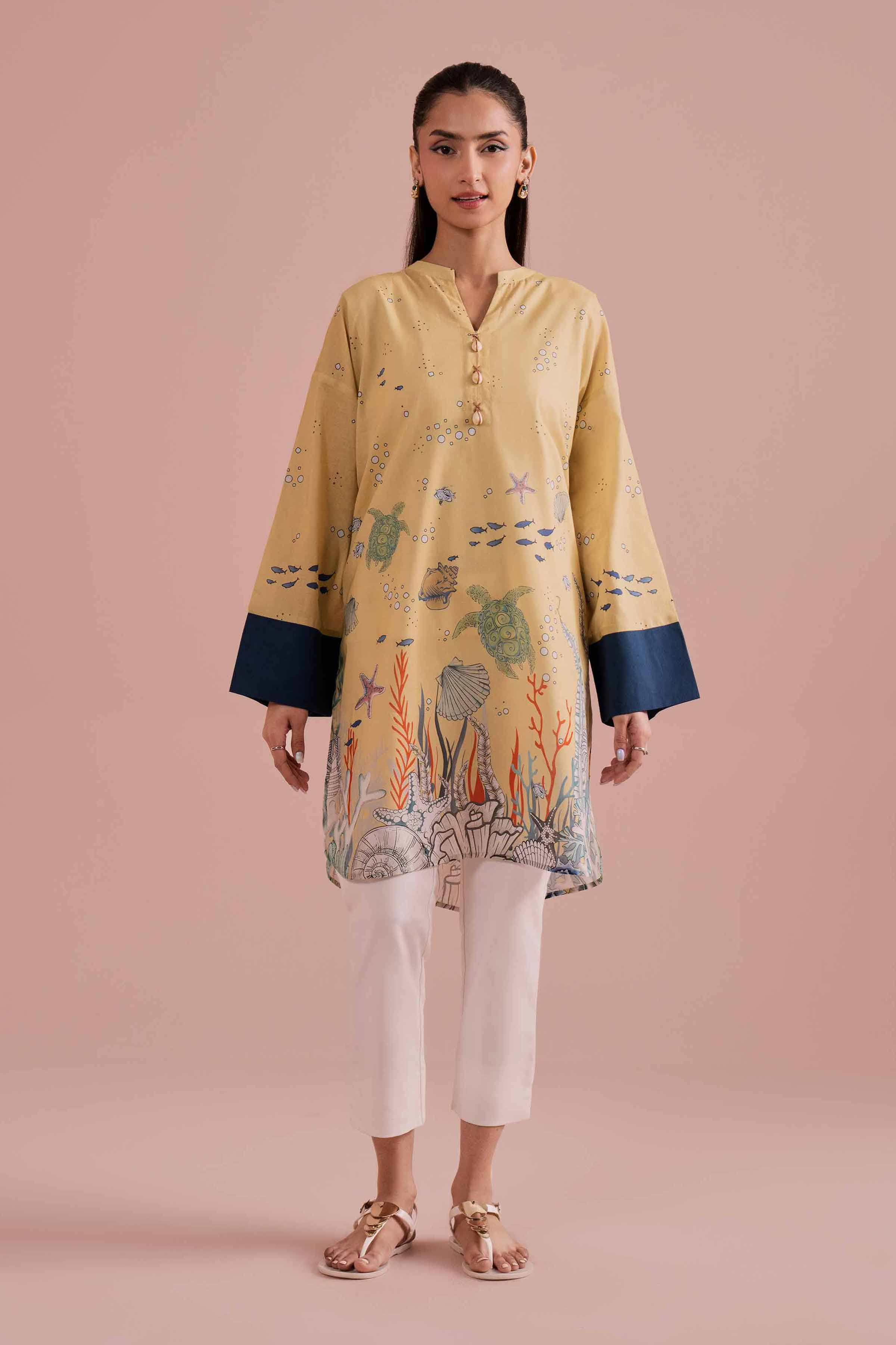 Printed Tunic - PE26-111 Green Lawn 1PC Printed READY TO WEAR