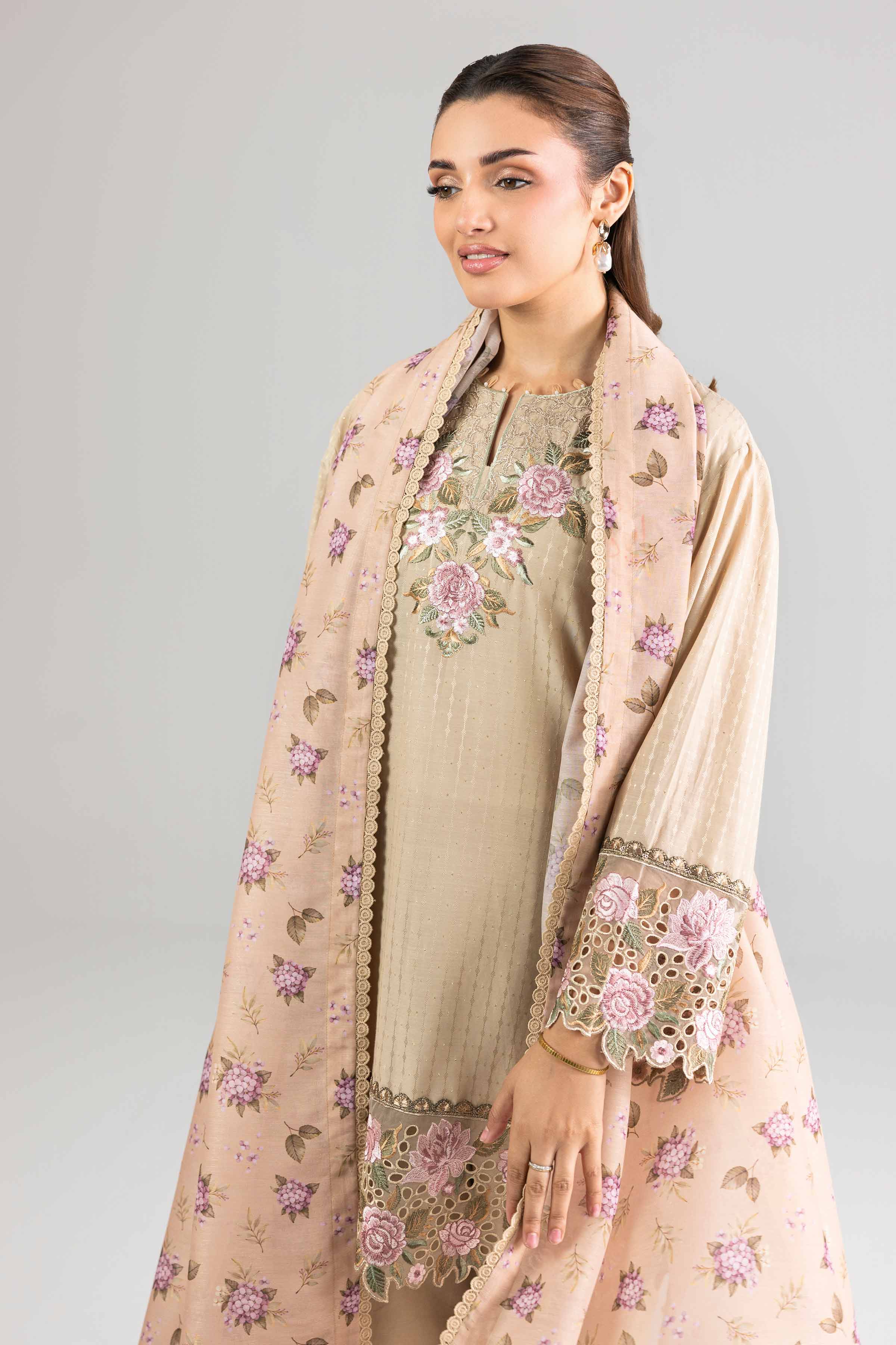 3 Piece - Printed Embroidered Suit - PE26-113