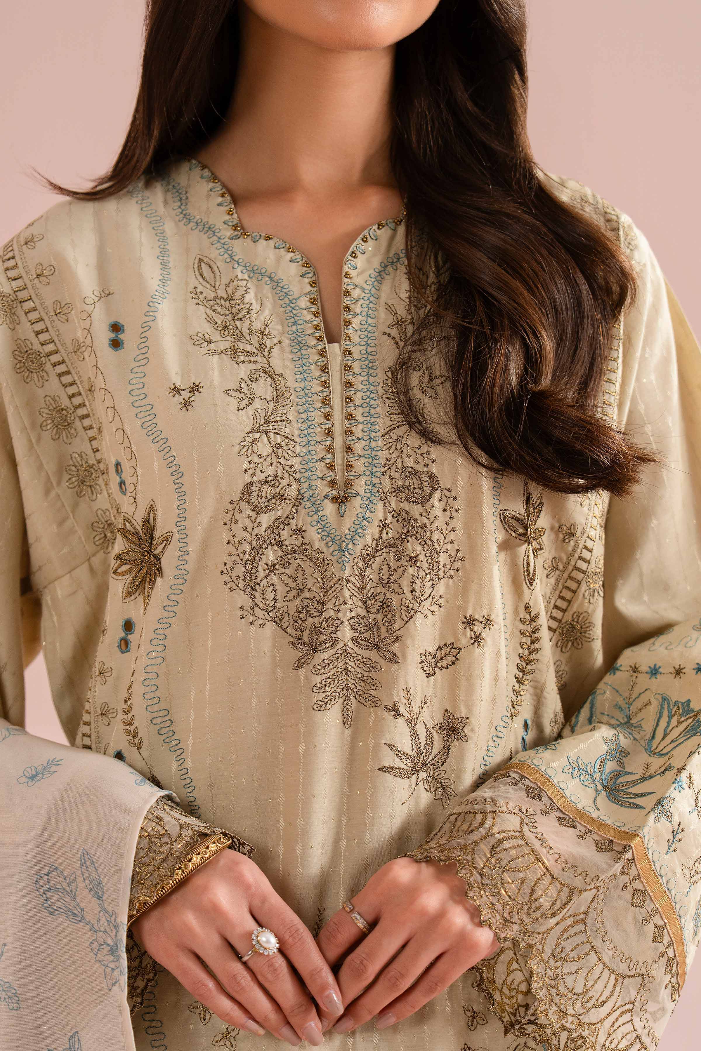 3 Piece - Printed Embroidered Suit - PE26-115