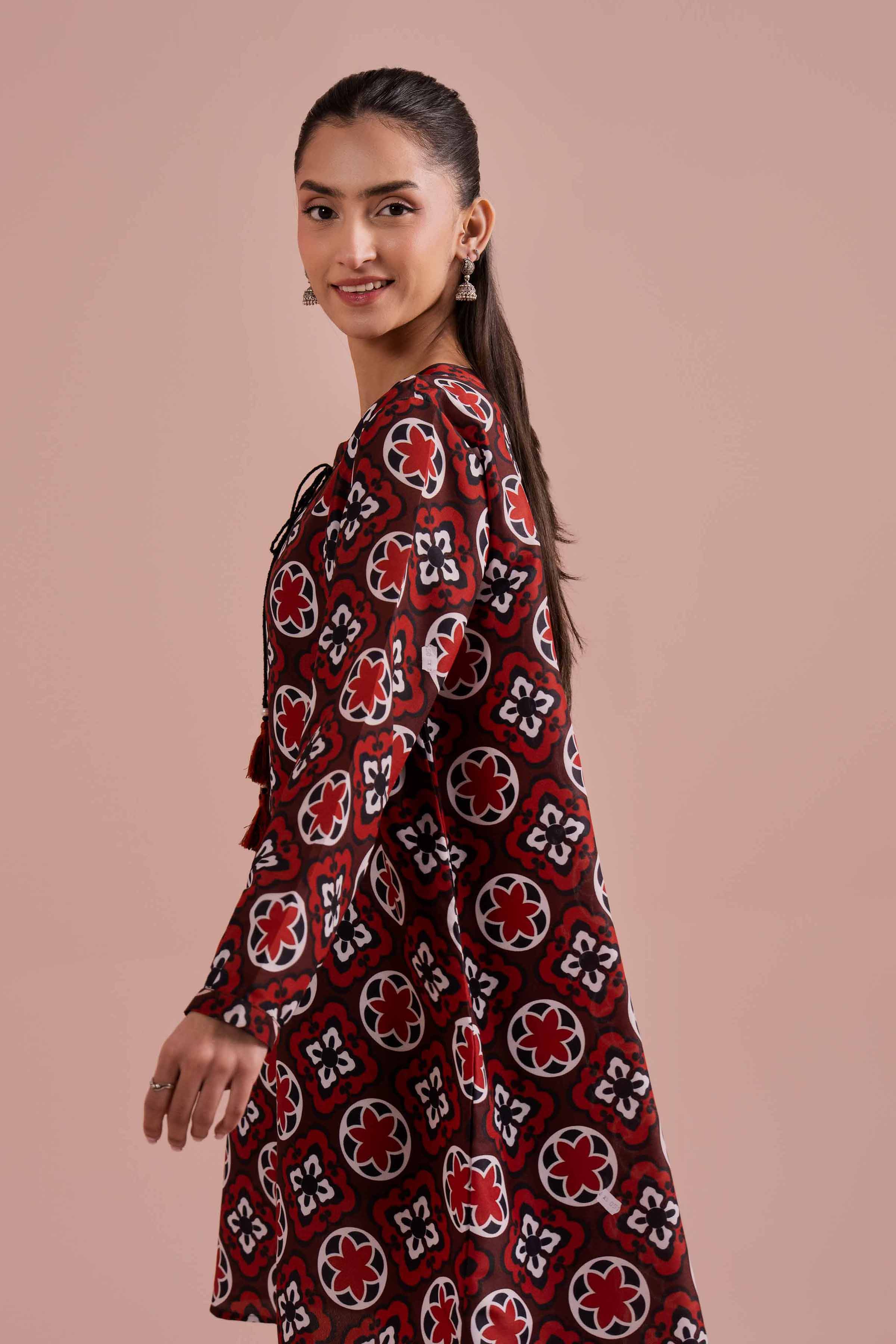 2 Piece - Printed Suit - PE26-12 NishatUAE Red Lawn 2PC Printed Ready To Wear