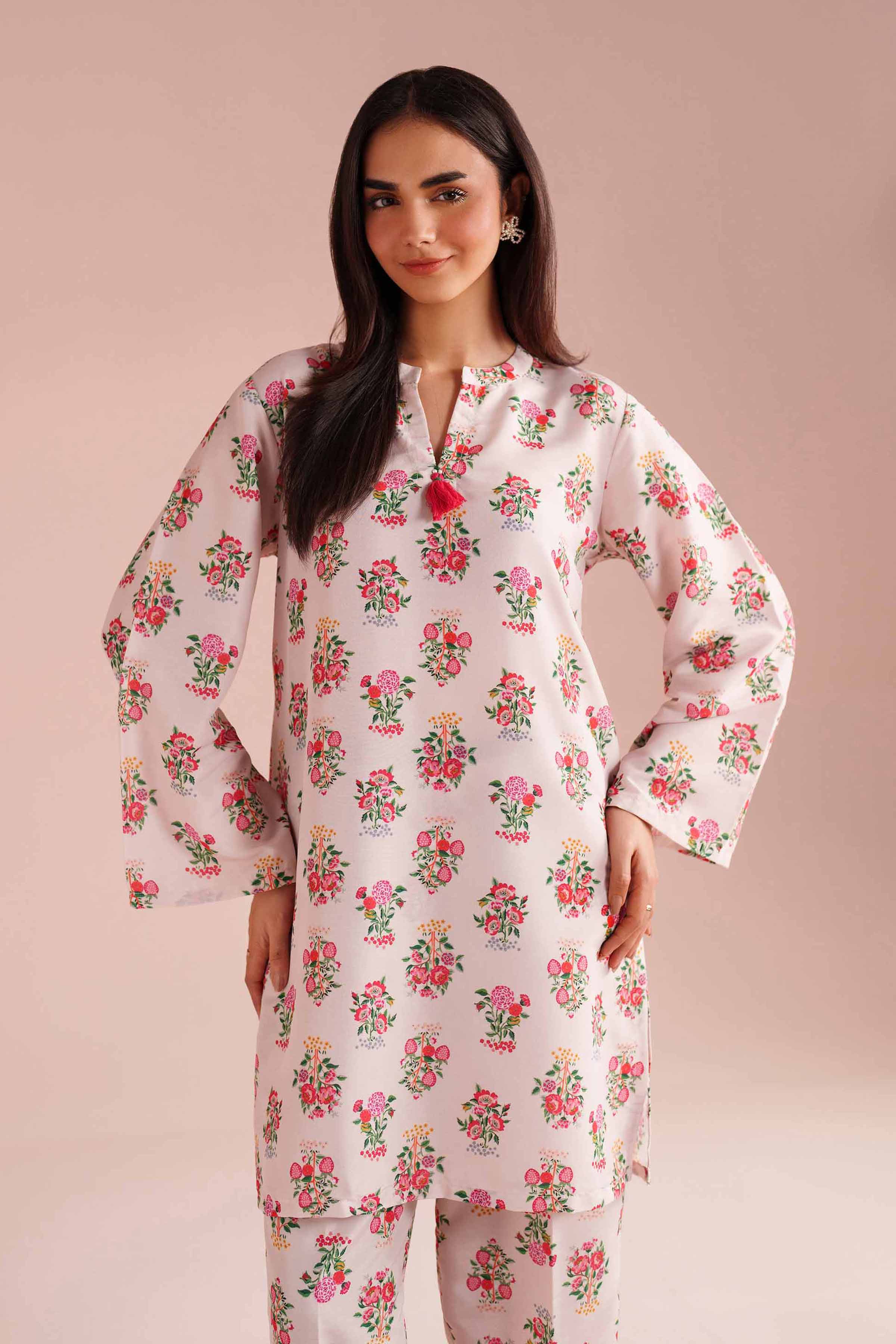 2 Piece - Printed Suit - PE26-13 NishatUAE Pink Lawn 2PC Printed Ready To Wear