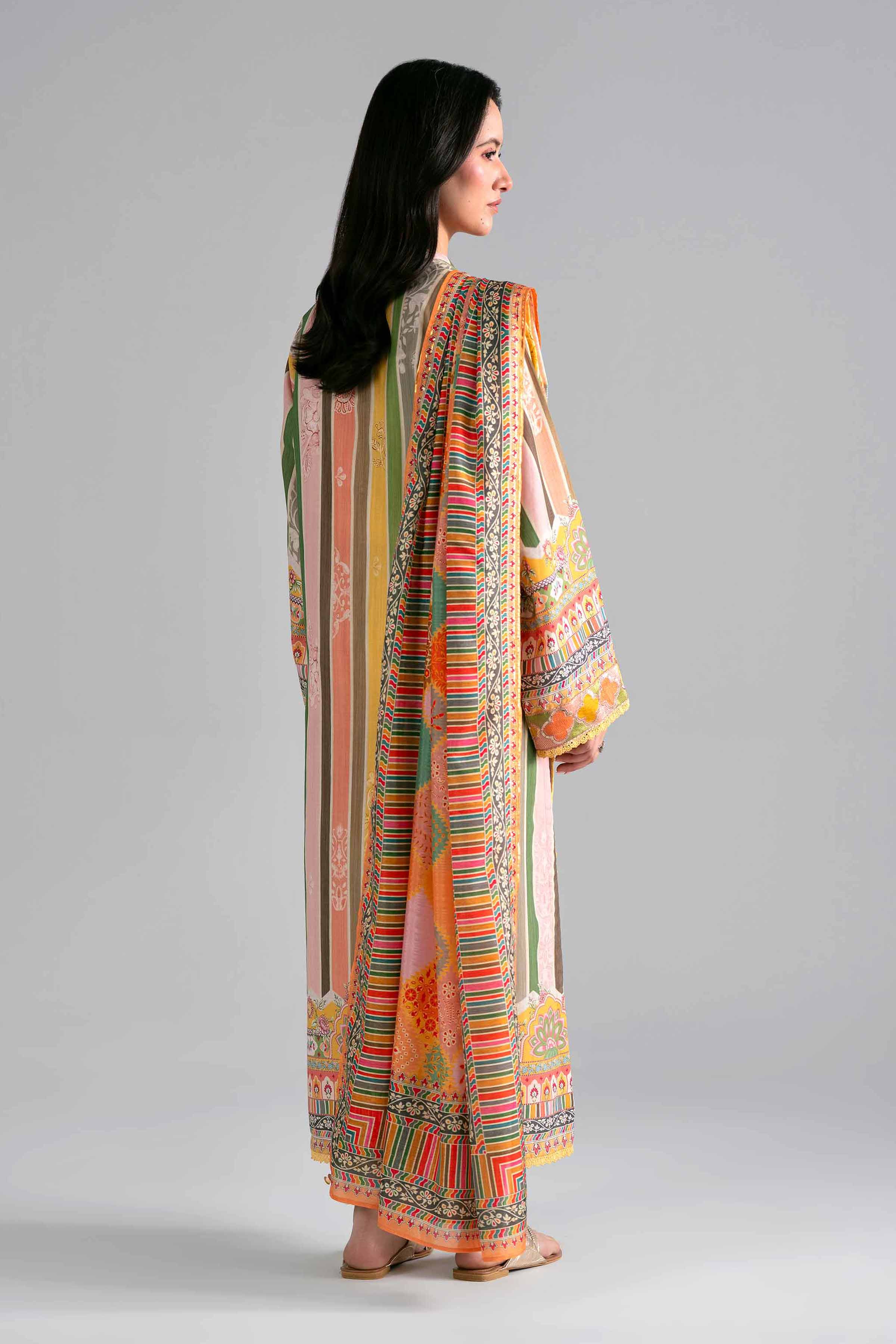 2 Piece - Printed Embroidered Suit - PE26-137 Multi Fine Texture Base 2PC Embroidered READY TO WEAR