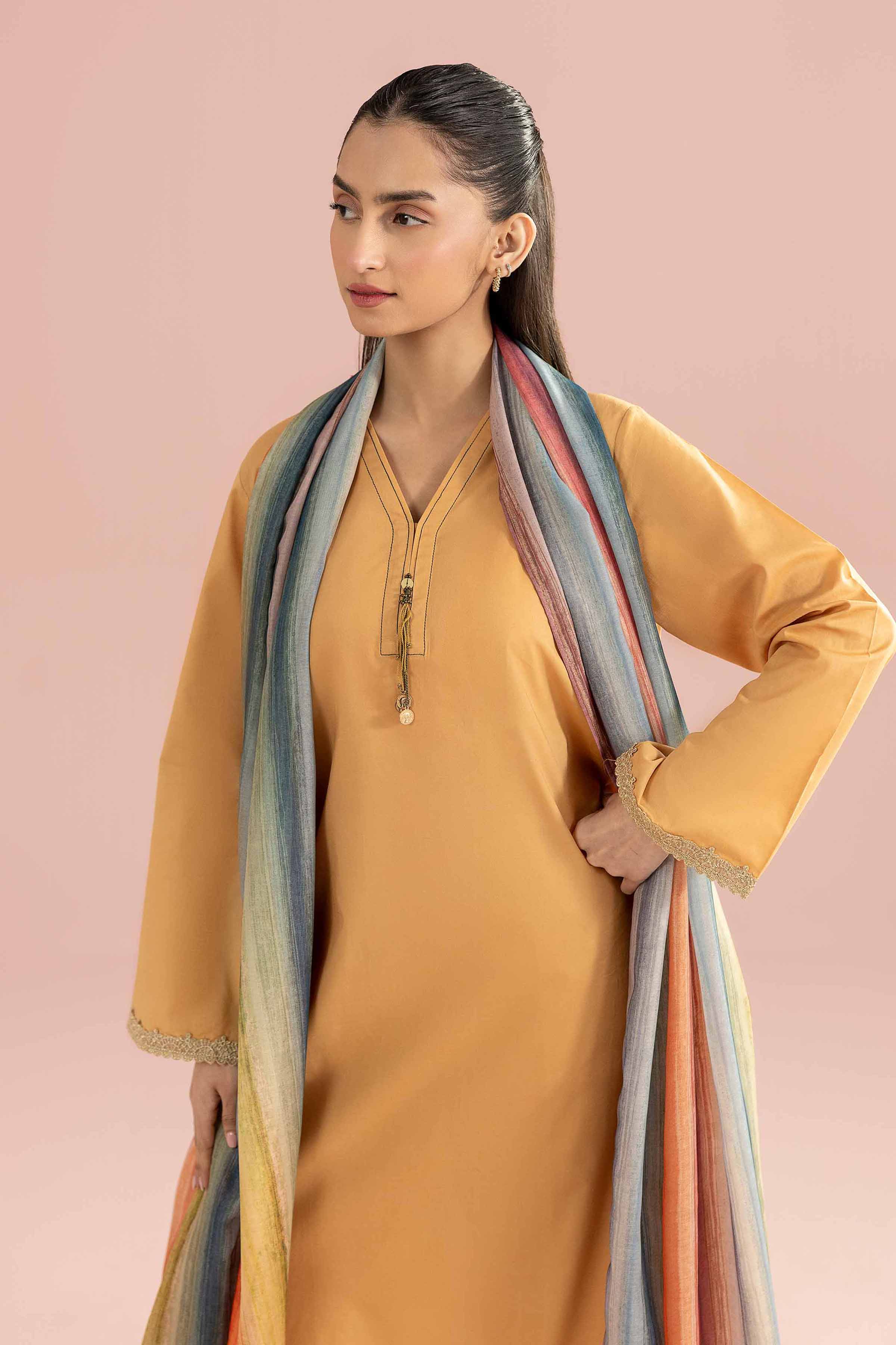 2 Piece - Embroidered Suit - PE26-138 Yellow Cambric 2PC Embroidered READY TO WEAR