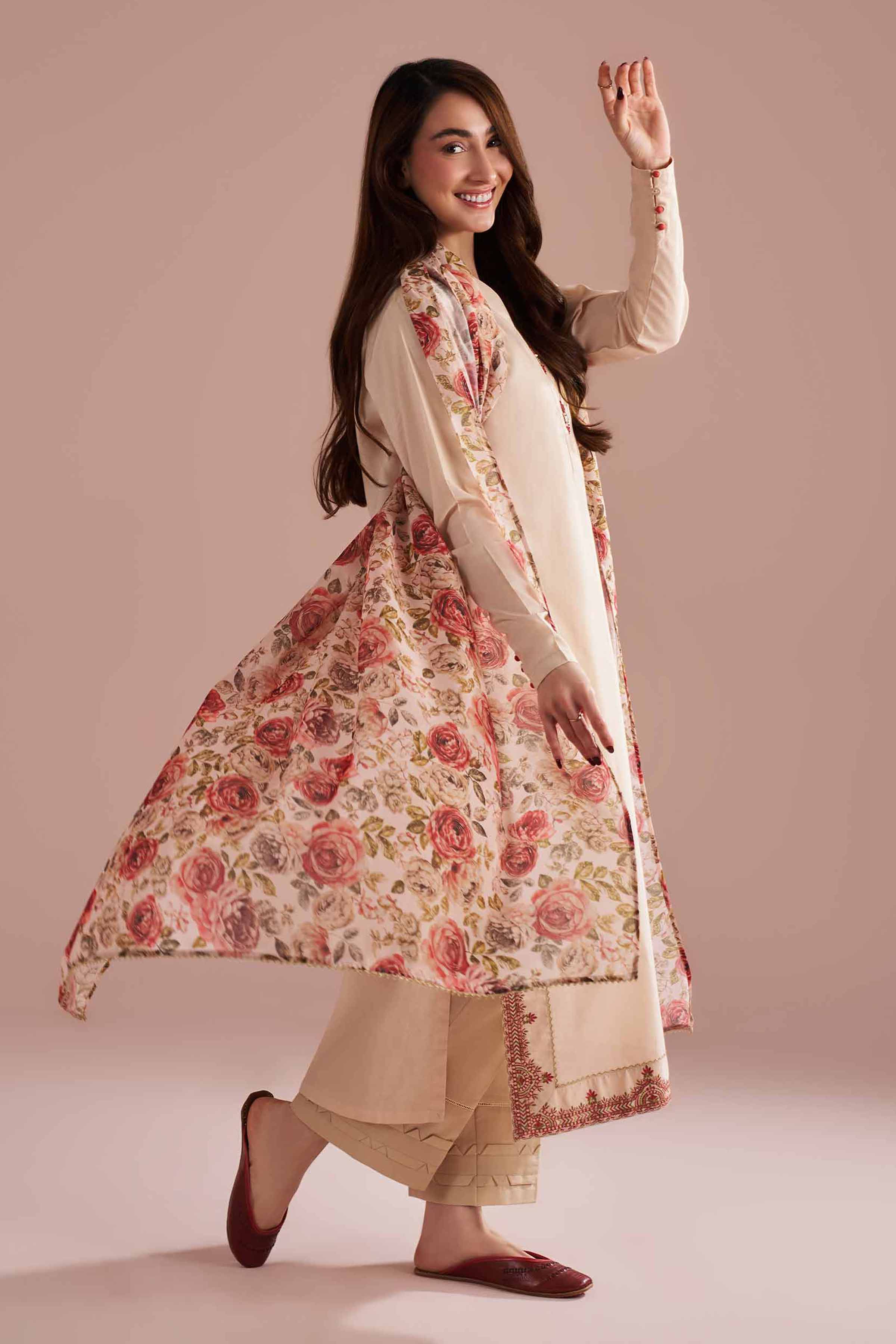 2 Piece - Printed Embroidered Suit - PE26-141