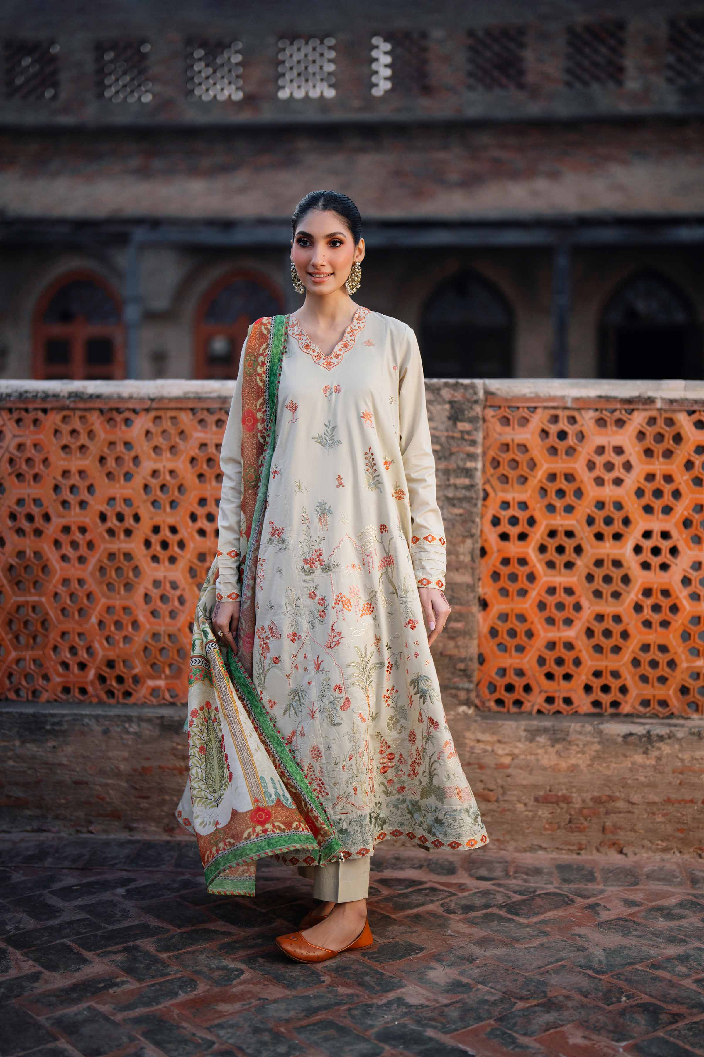 3 Piece - Printed Embroidered Suit - PE26-147