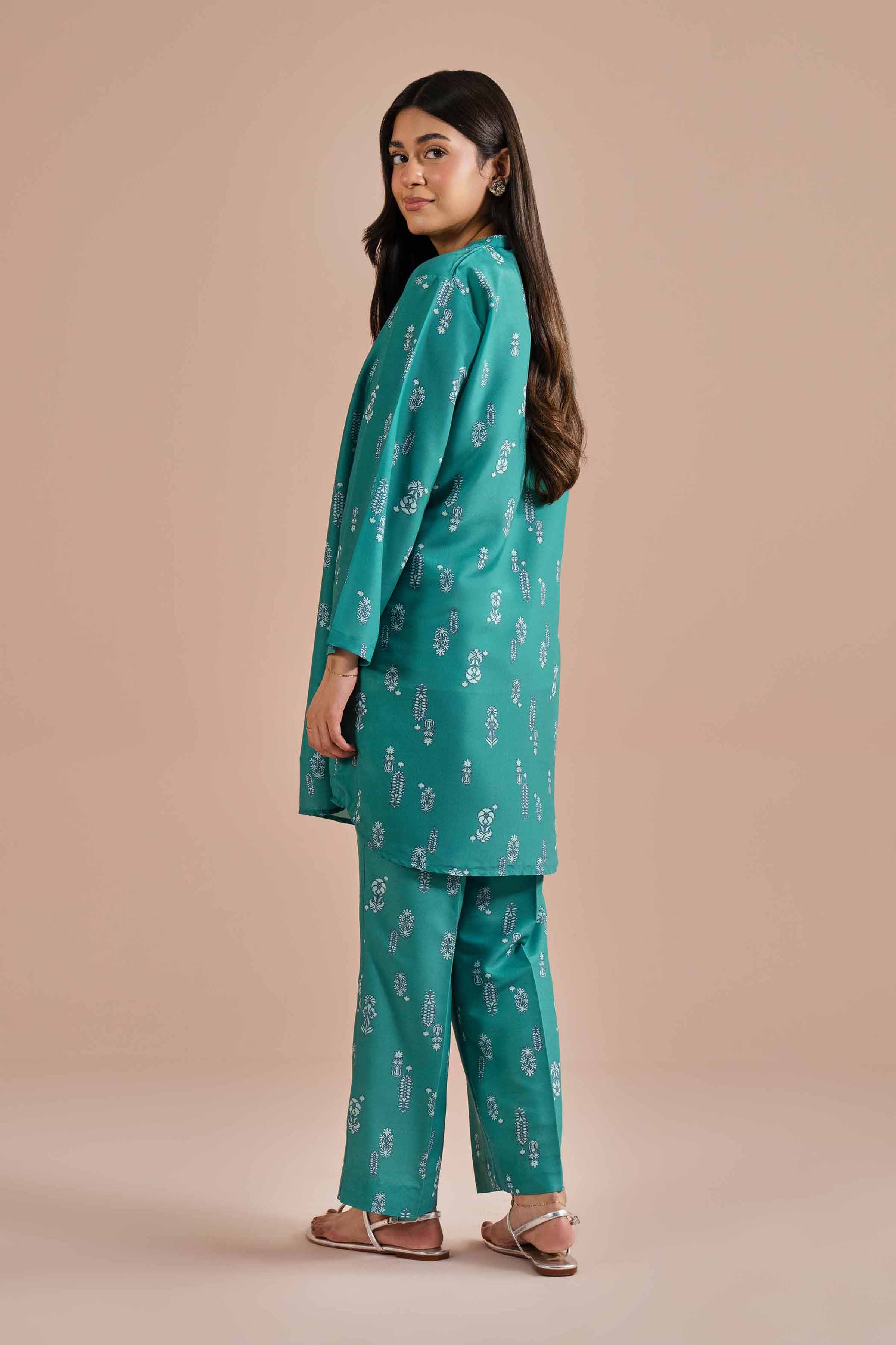 2 Piece - Printed Suit - PE26-15 NishatUAE Green Lawn 2PC Printed Ready To Wear