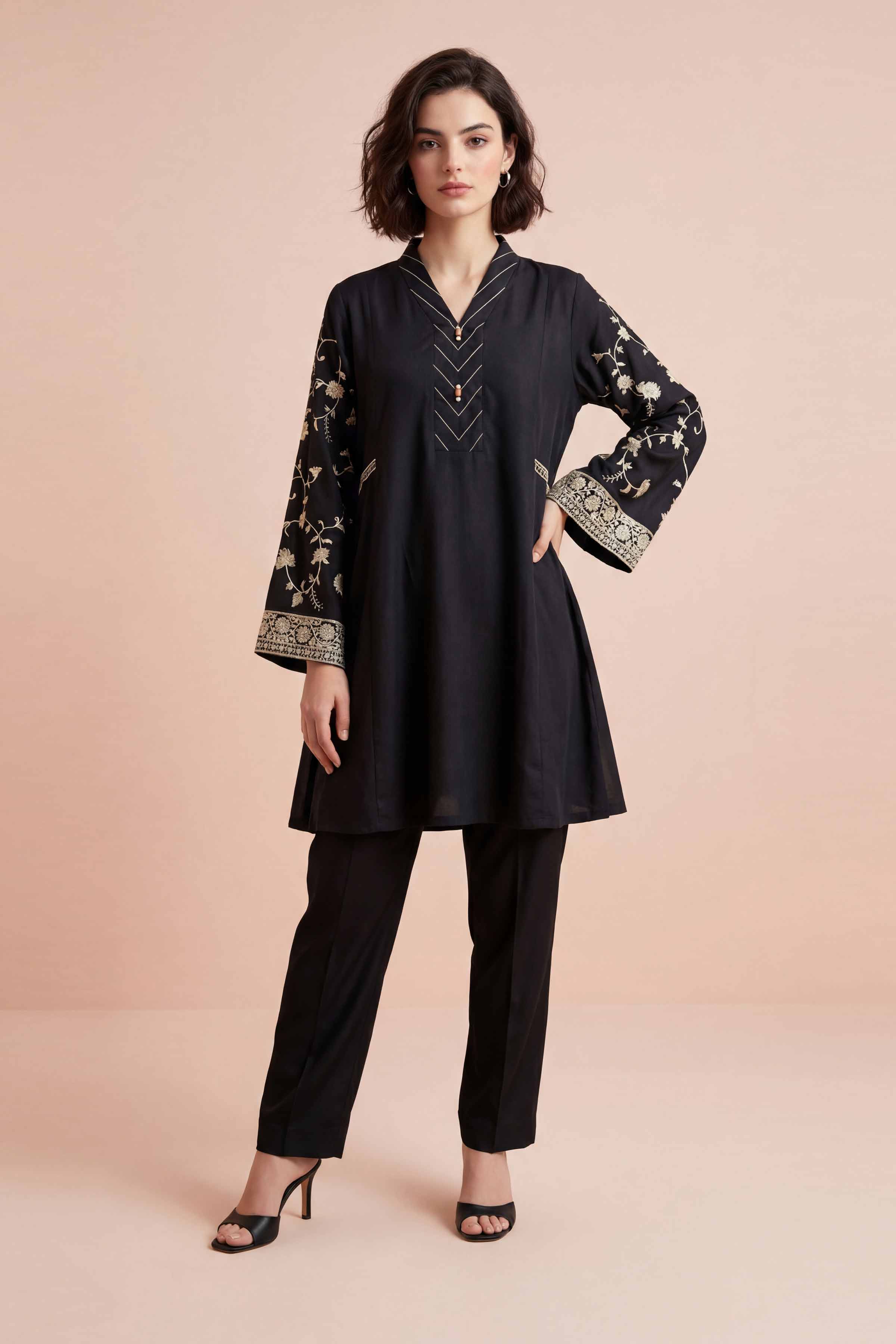 2 Piece - Embroidered Suit - PE26-164