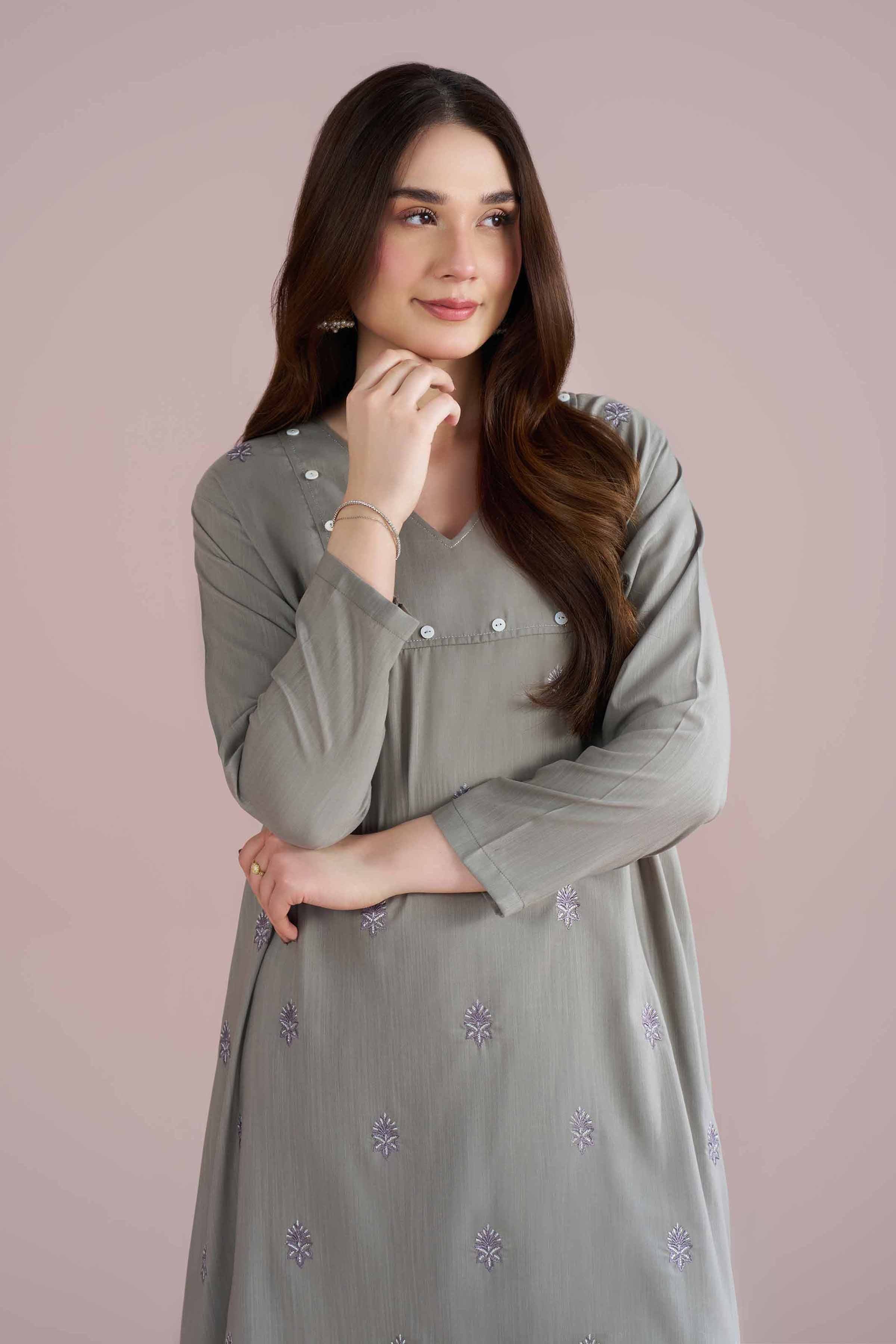 2 Piece - Embroidered Suit - PE26-166 Grey Lawn 2PC Embroidered READY TO WEAR