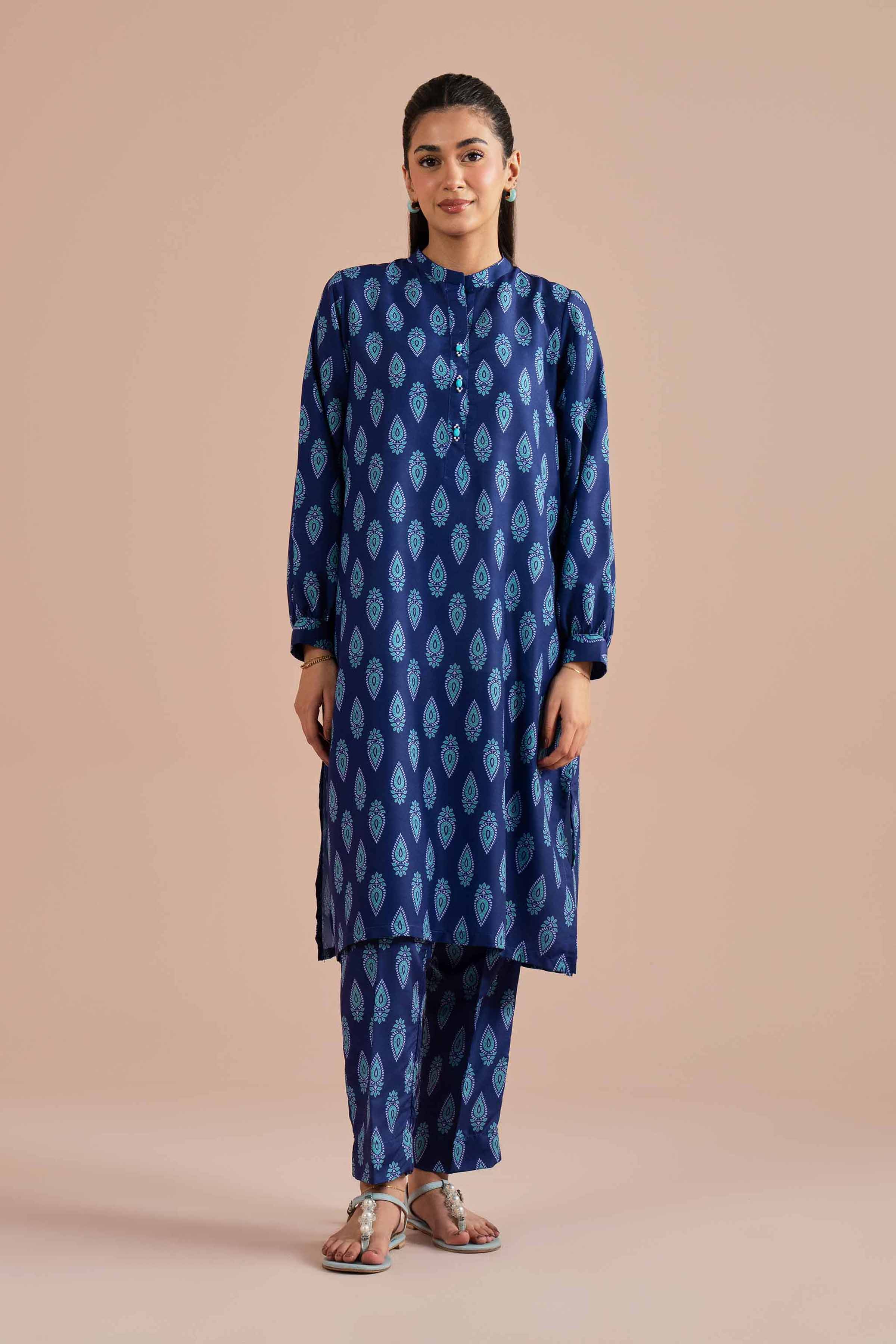 2 Piece - Printed Suit - PE26-17 NishatUAE Blue Lawn 2PC Printed Ready To Wear