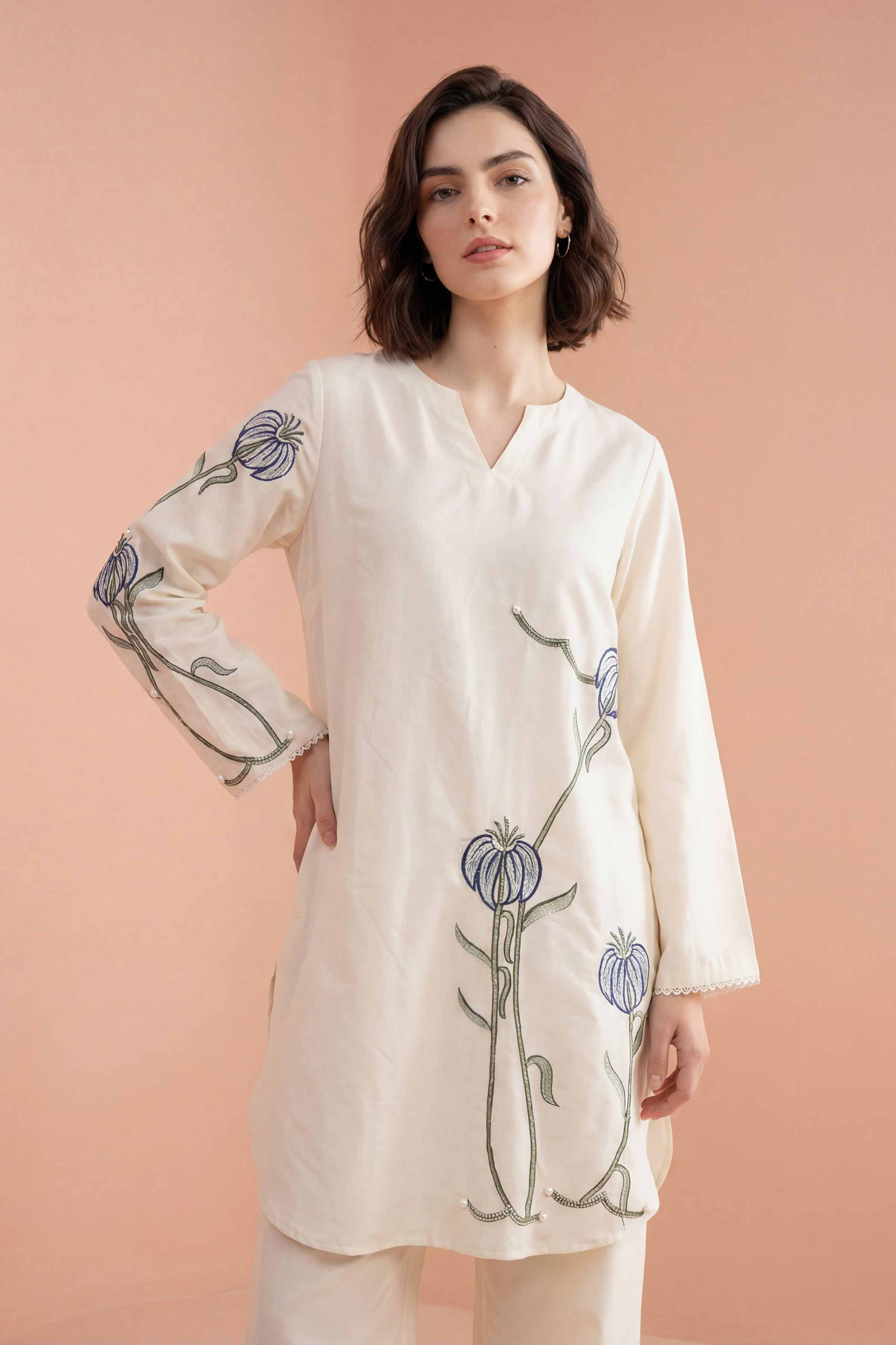 2 Piece - Embroidered Suit - PE26-174