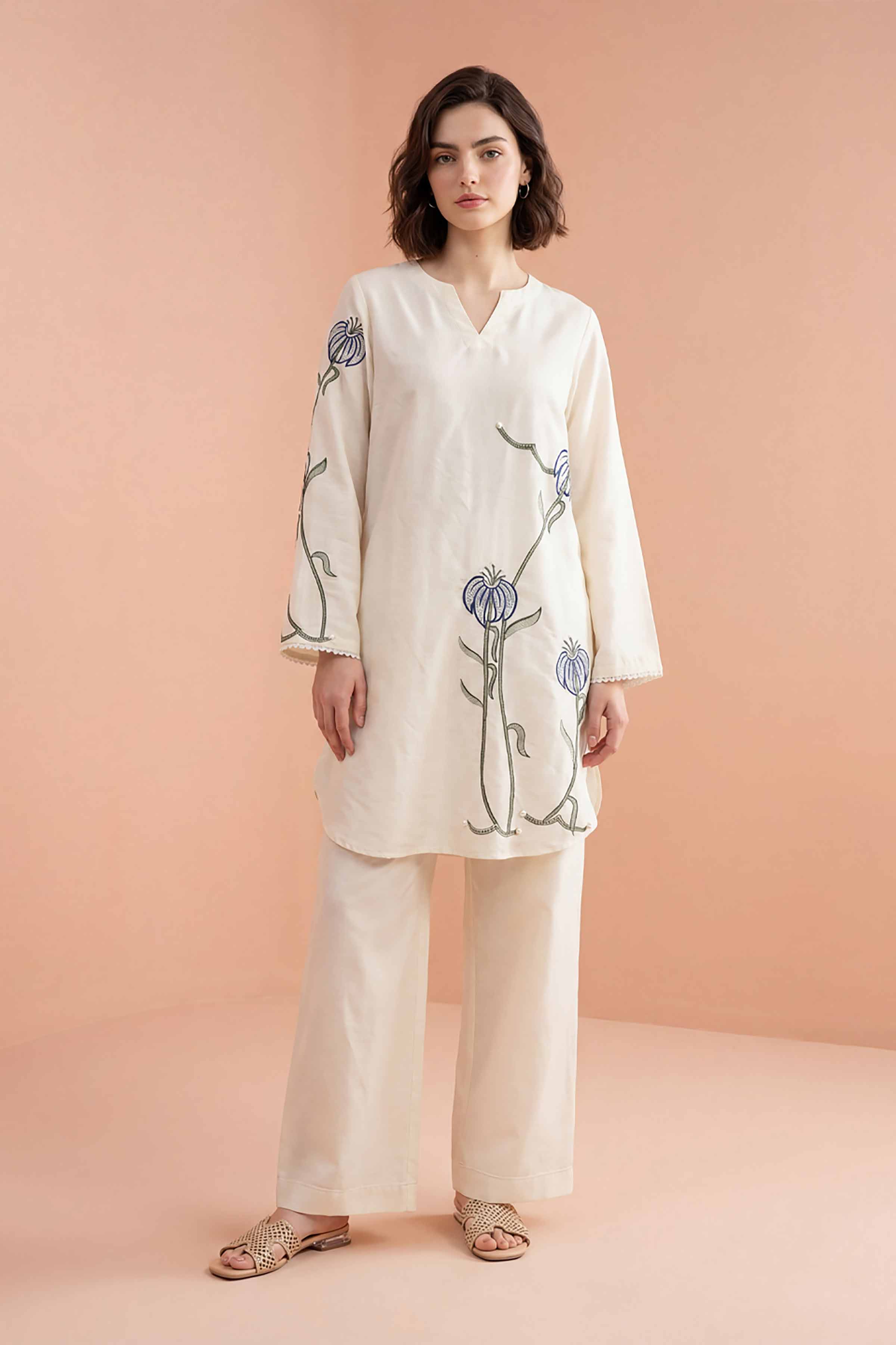 2 Piece - Embroidered Suit - PE26-174 White Lawn 2PC Embroidered