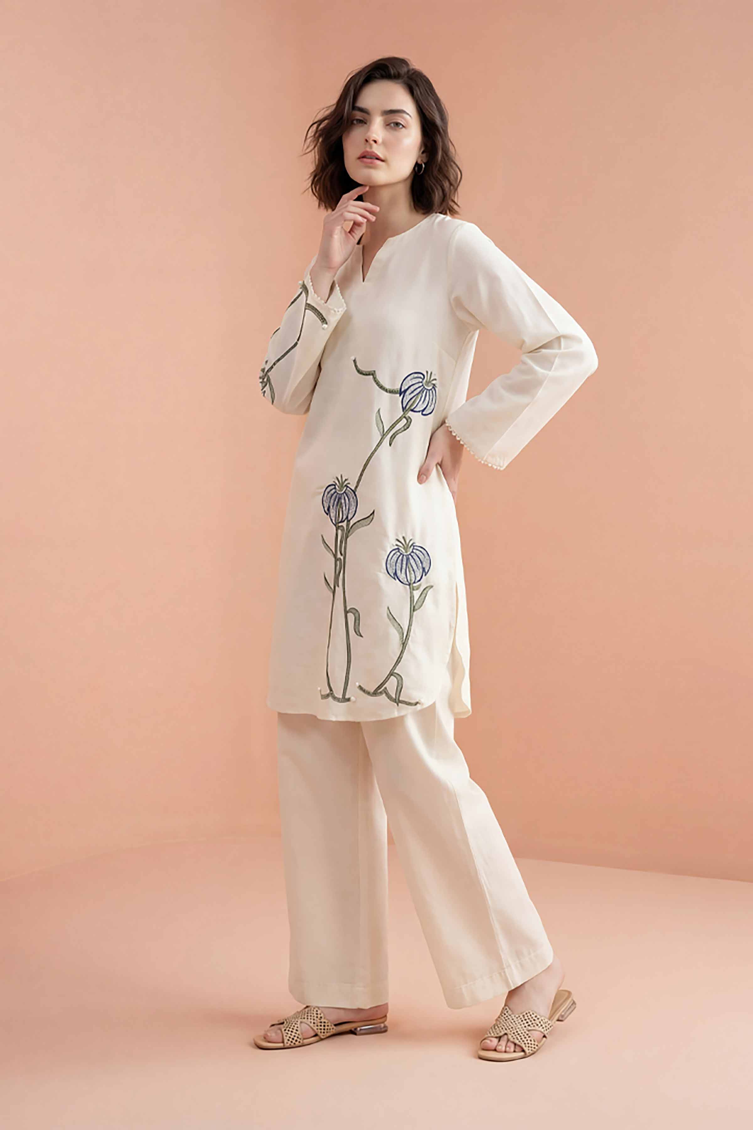 2 Piece - Embroidered Suit - PE26-174