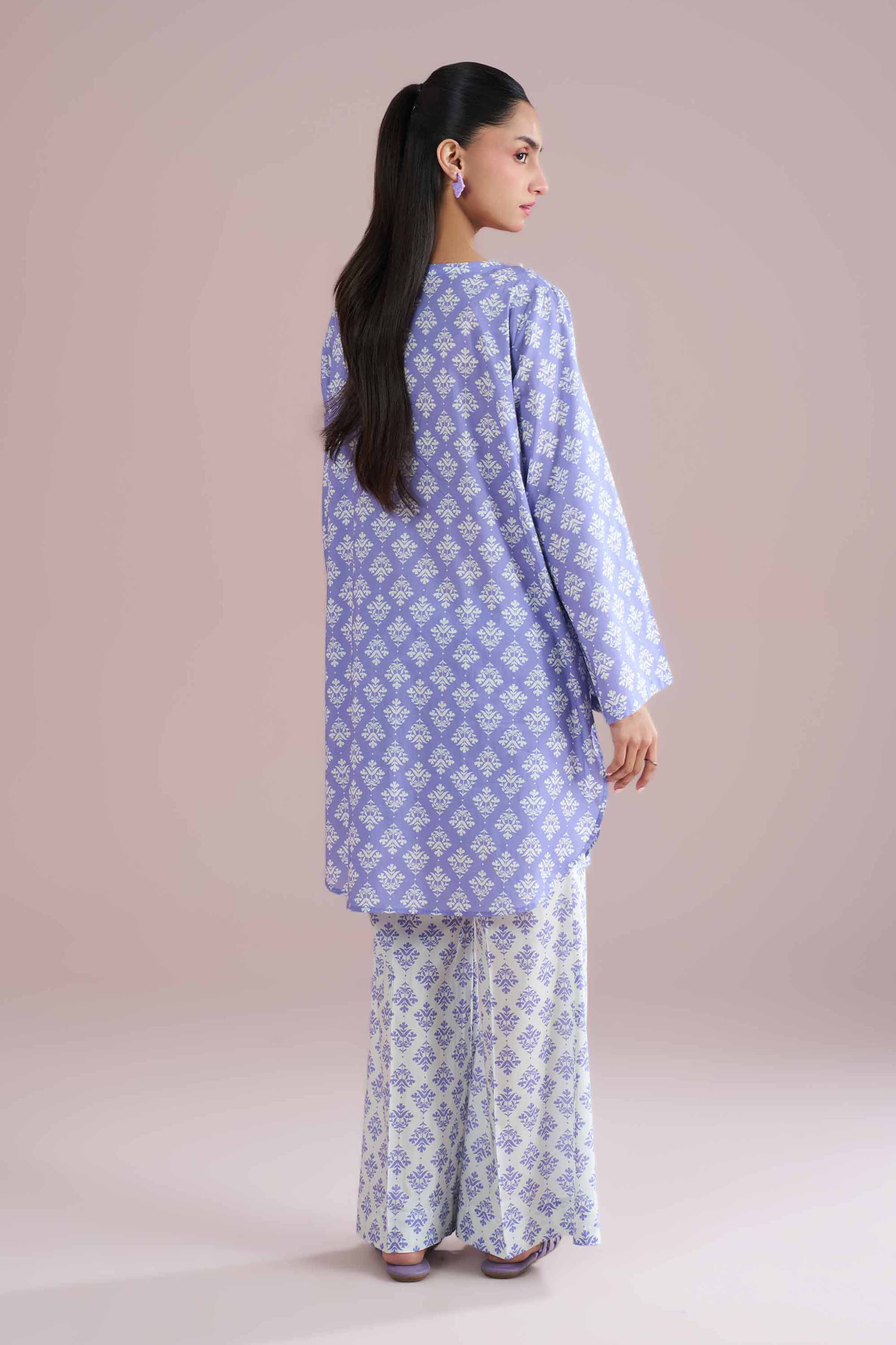 2 Piece - Printed Suit - PE26-177 Blue Cambric 2PC Printed READY TO WEAR