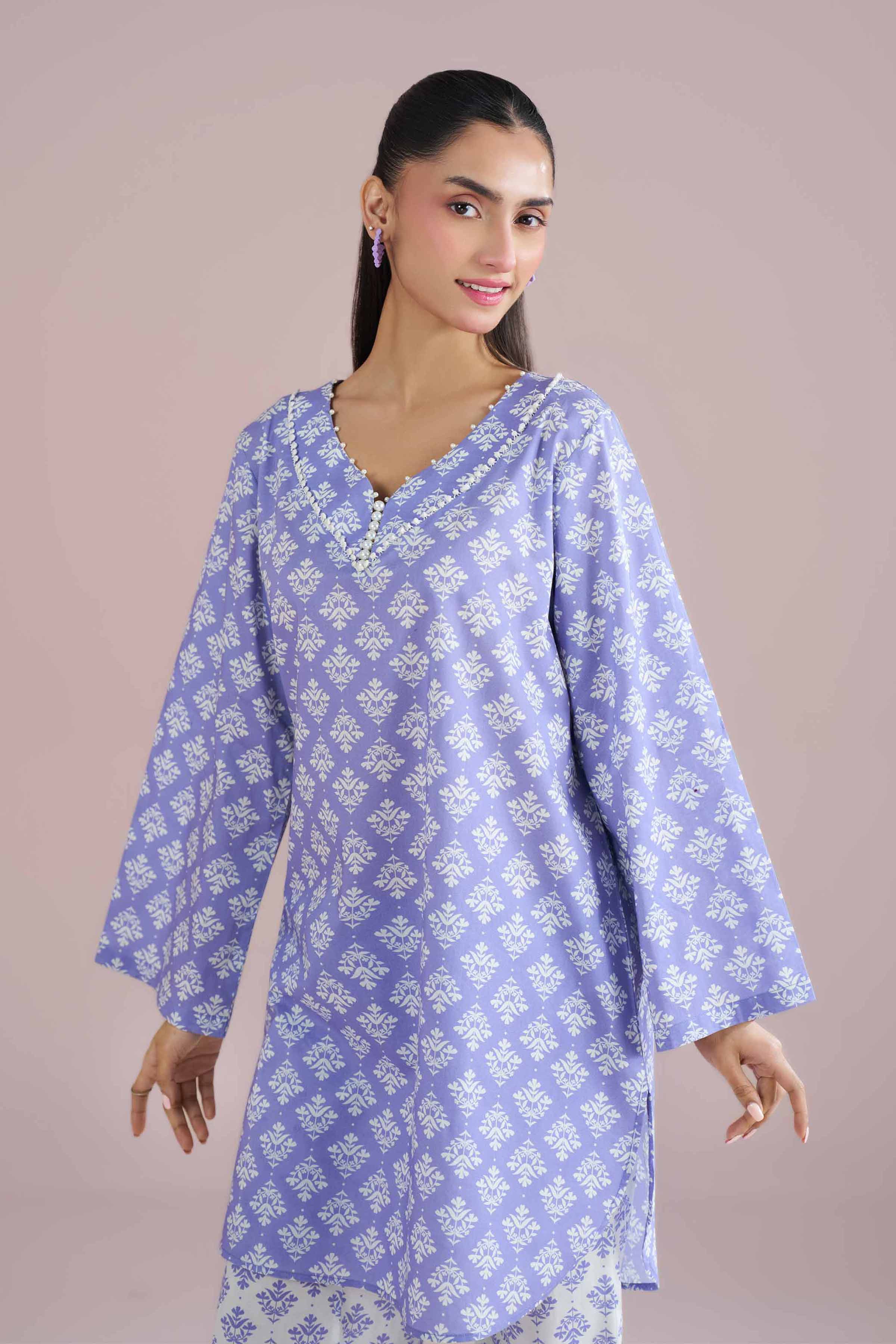 2 Piece - Printed Suit - PE26-177 Blue Cambric 2PC Printed READY TO WEAR