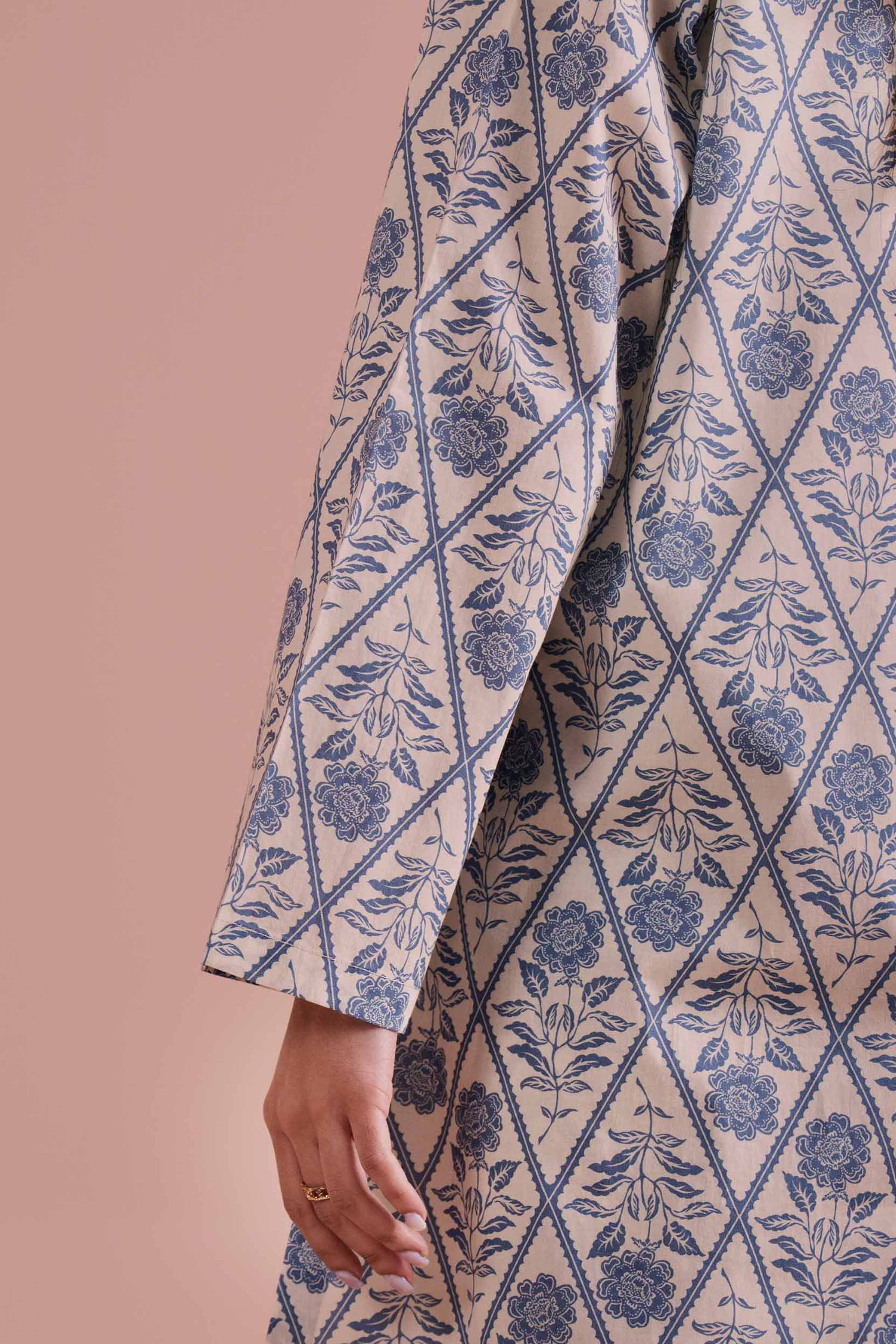 2 Piece - Printed Suit - PE26-178 White Cambric 2PC Printed READY TO WEAR