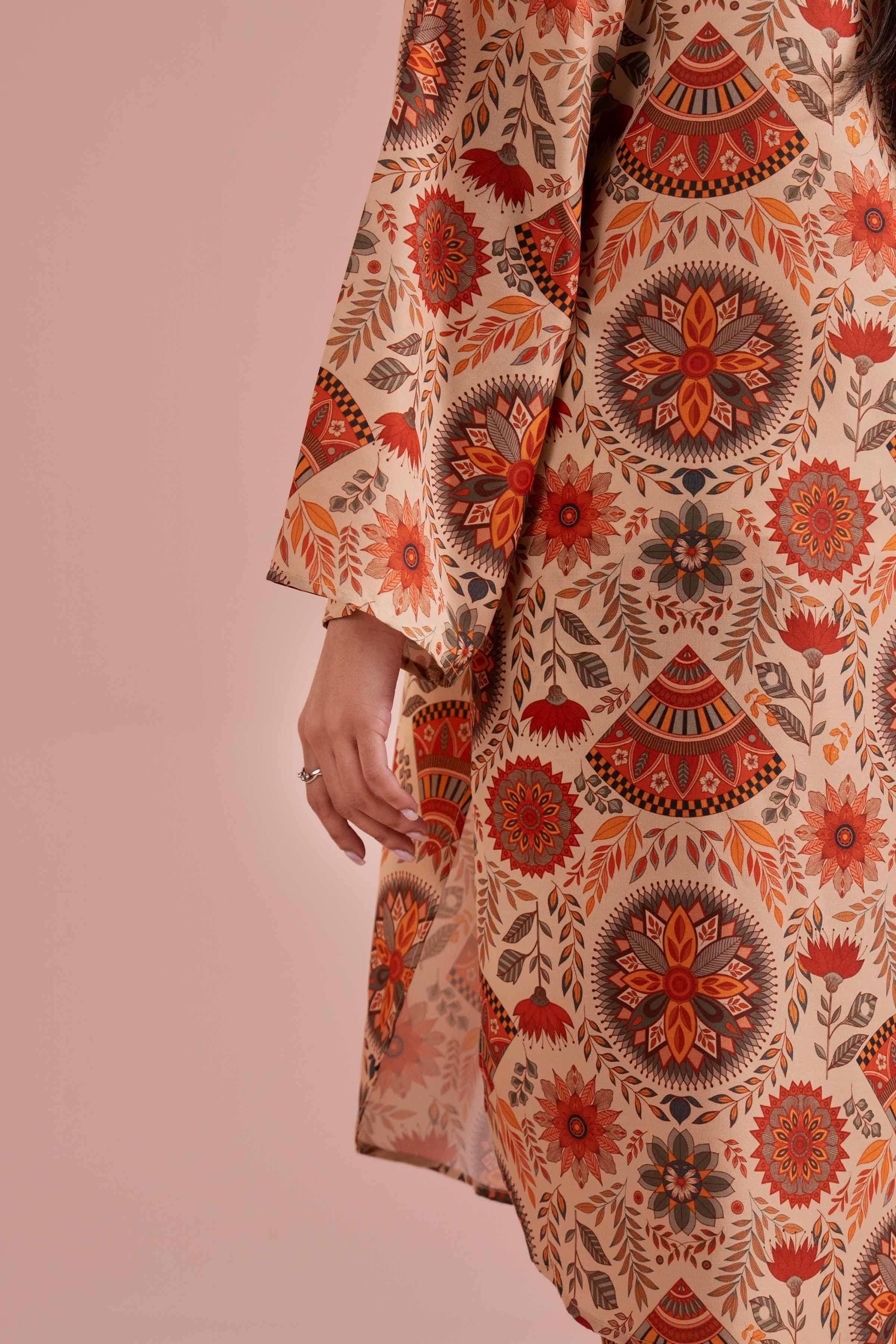 2 Piece - Printed Suit - PE26-18 NishatUAE Beige Lawn 2PC Printed Ready To Wear