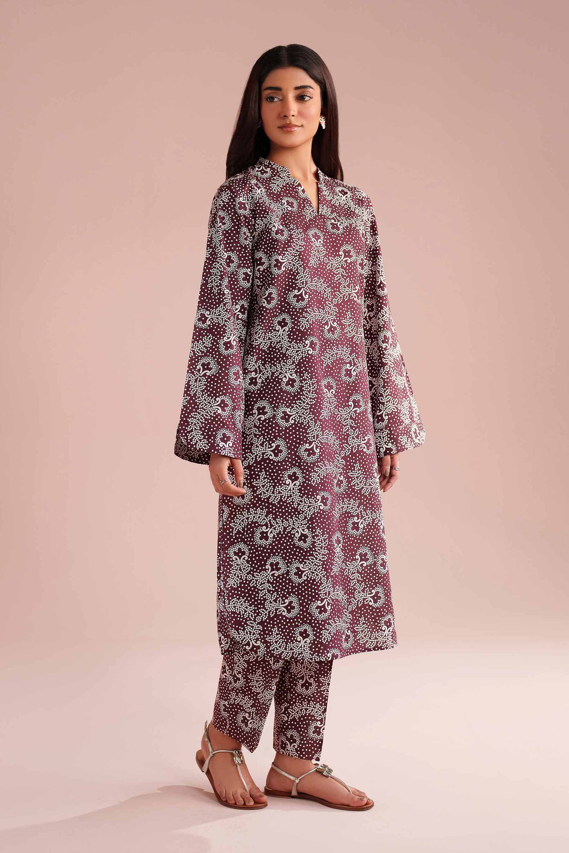 2 Piece - Printed Suit - PE26-180 Red Cambric 2PC Printed READY TO WEAR