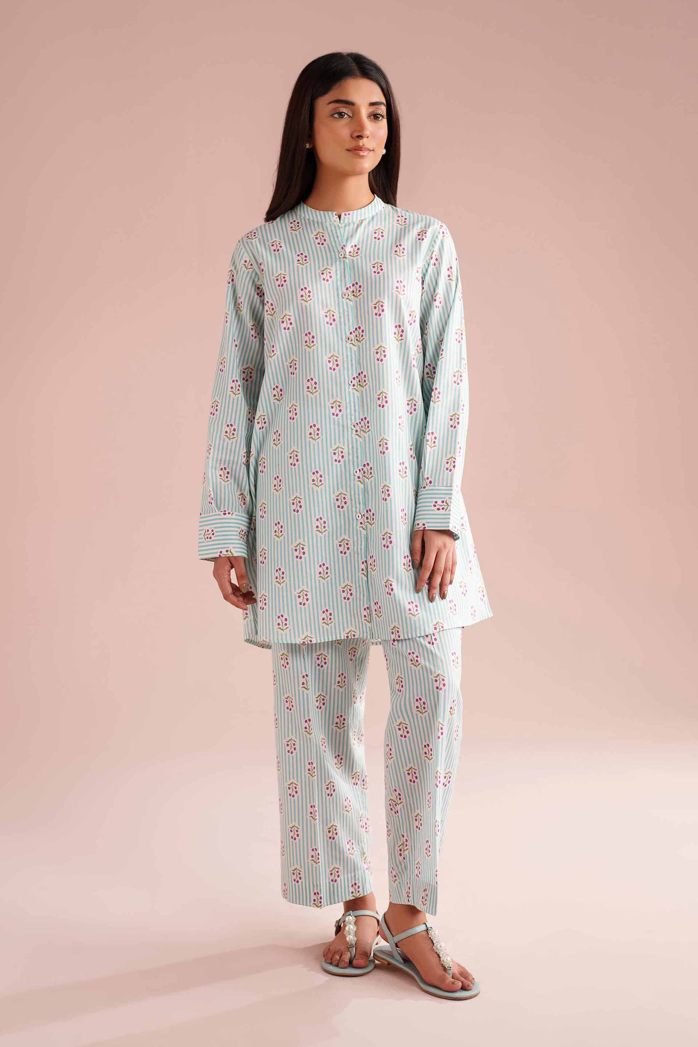 2 Piece - Printed Suit - PE26-183 White Cambric 2PC Printed READY TO WEAR