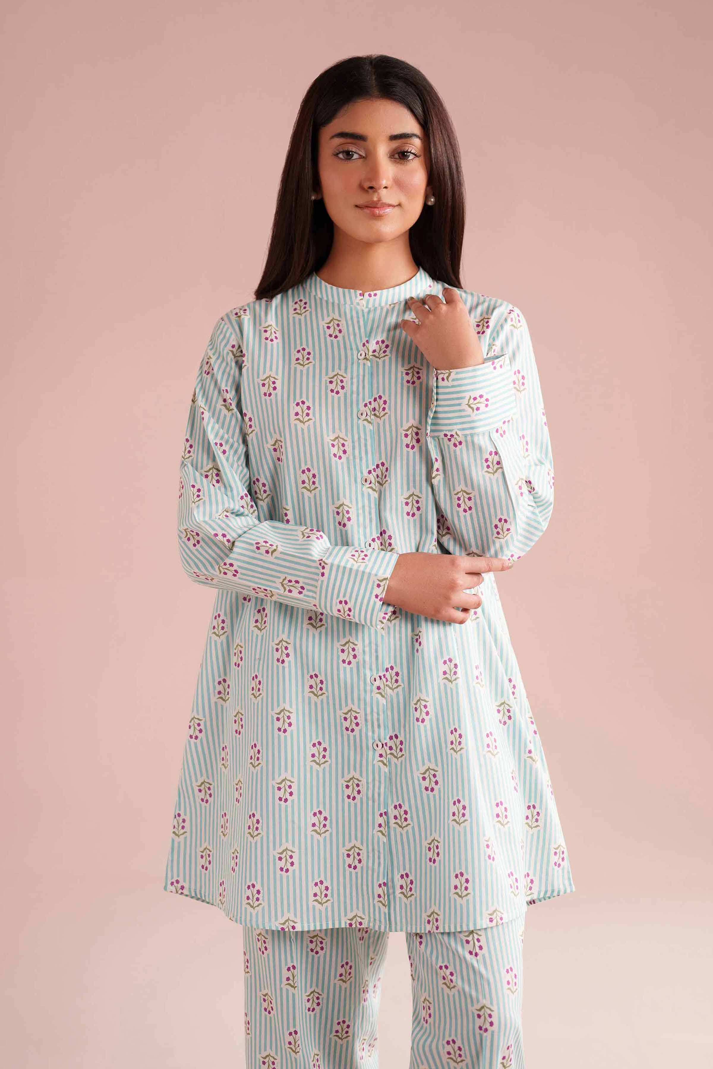 2 Piece - Printed Suit - PE26-183 White Cambric 2PC Printed READY TO WEAR