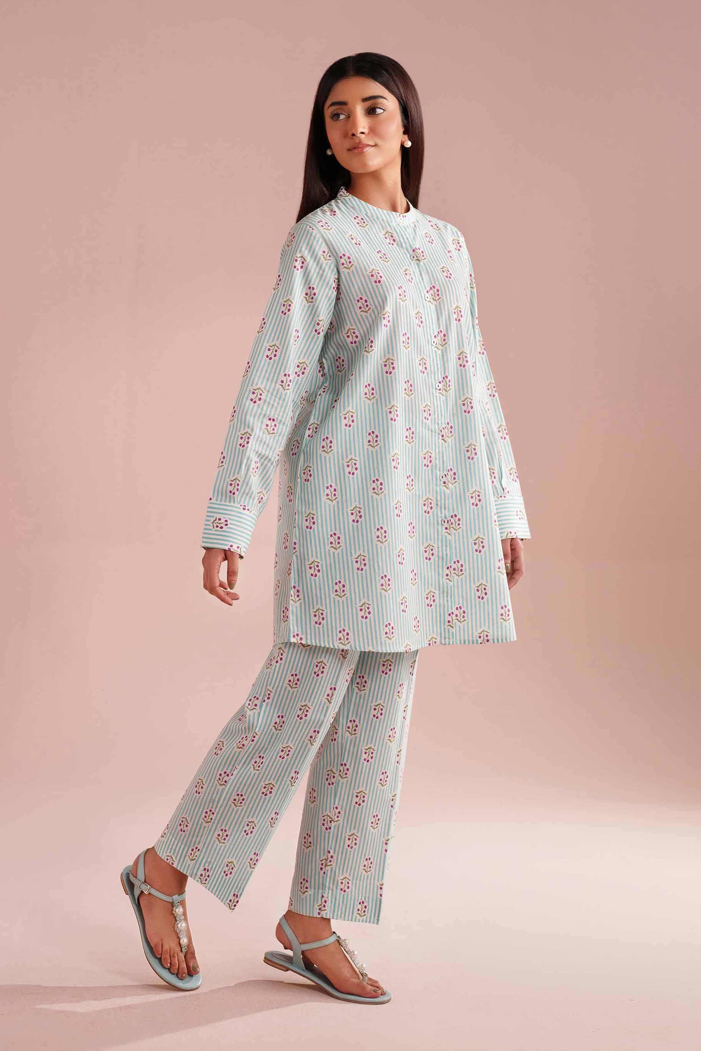 2 Piece - Printed Suit - PE26-183 White Cambric 2PC Printed READY TO WEAR