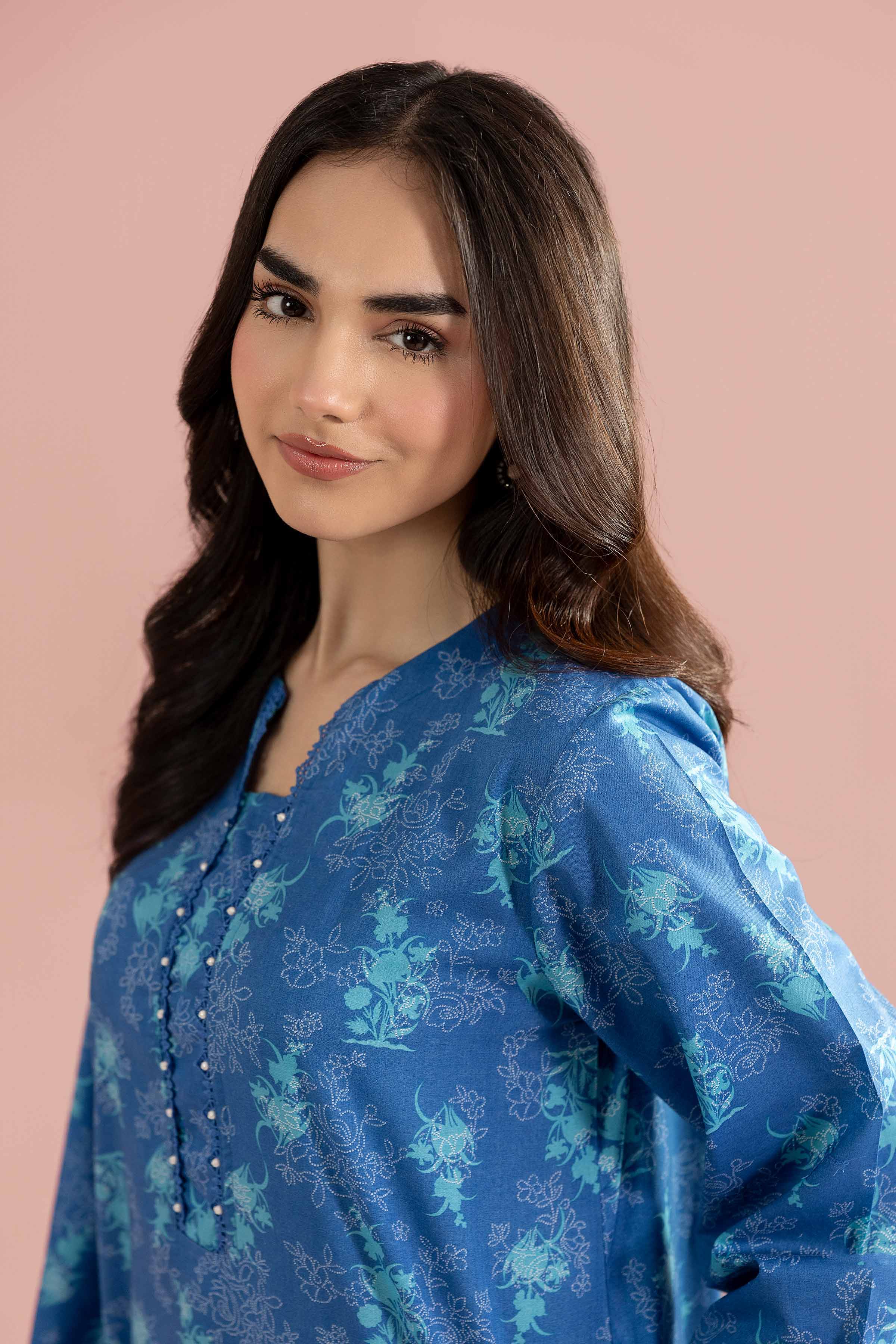2 Piece - Printed Suit - PE26-185 Blue Cambric 2PC Printed READY TO WEAR