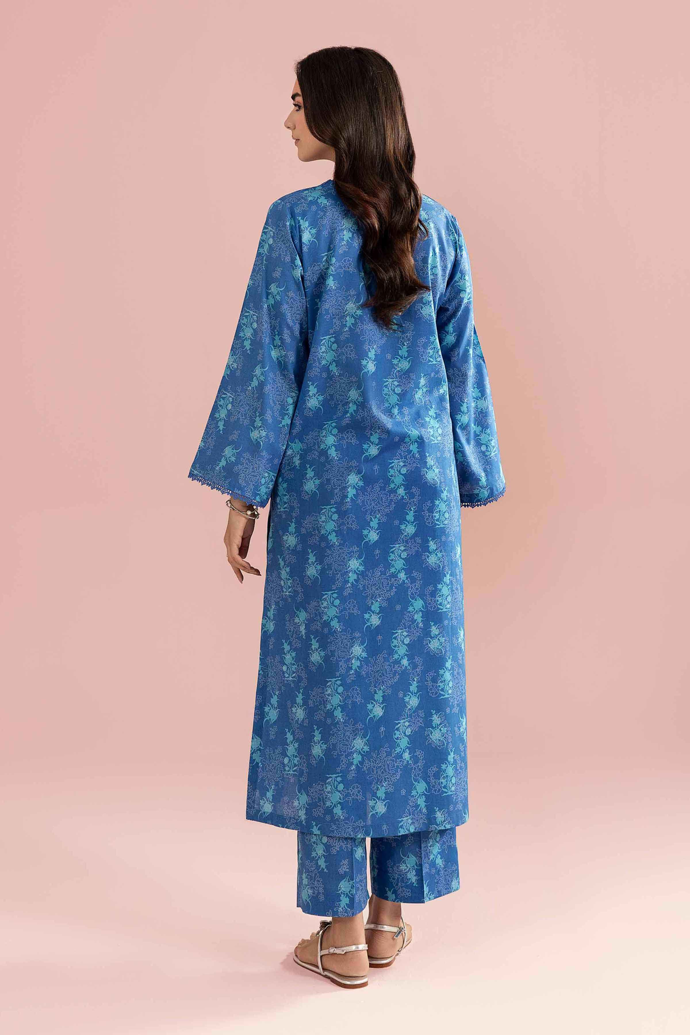 2 Piece - Printed Suit - PE26-185 Blue Cambric 2PC Printed READY TO WEAR
