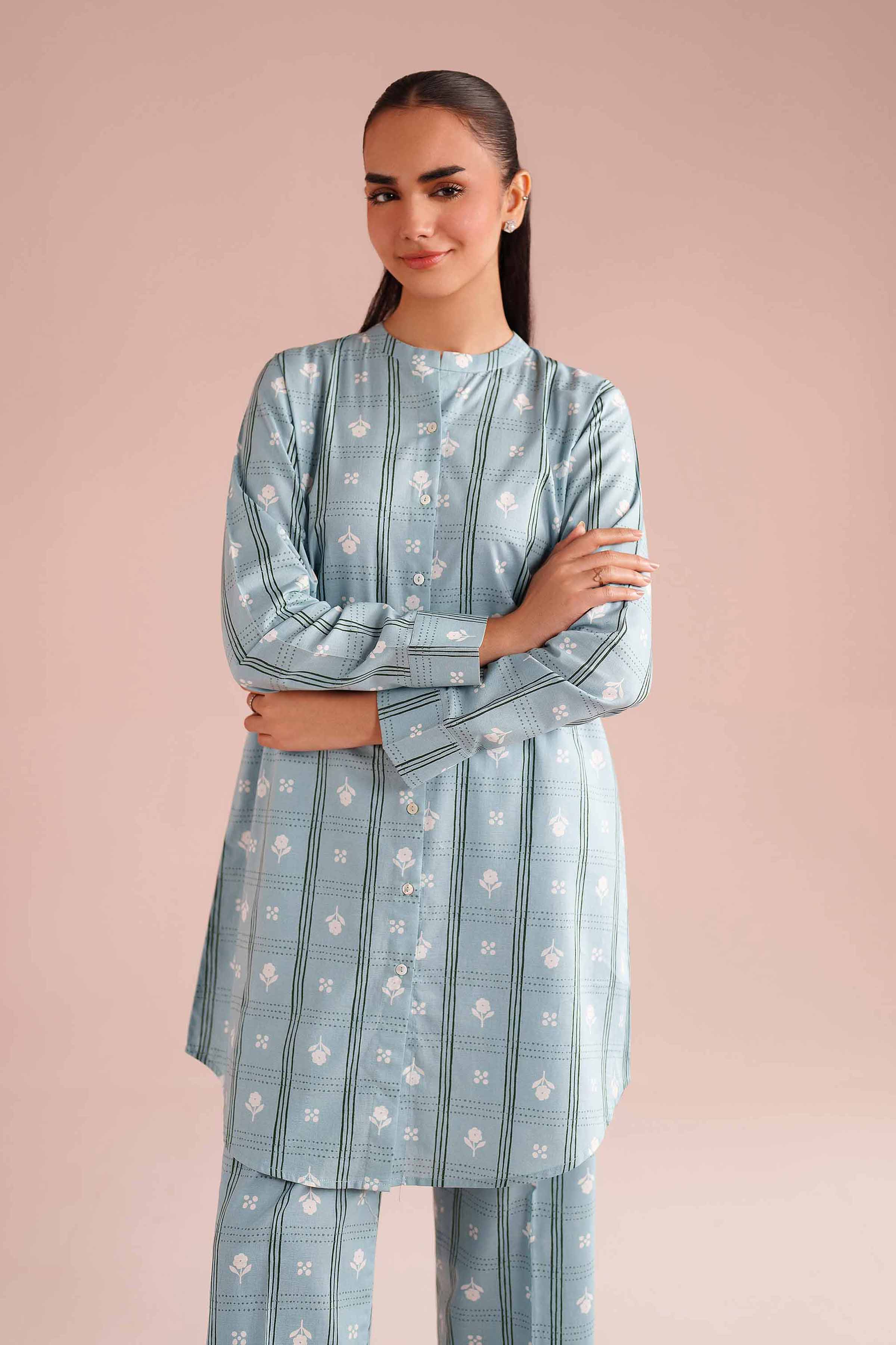 2 Piece - Printed Suit - PE26-186 White Cambric 2PC Printed READY TO WEAR