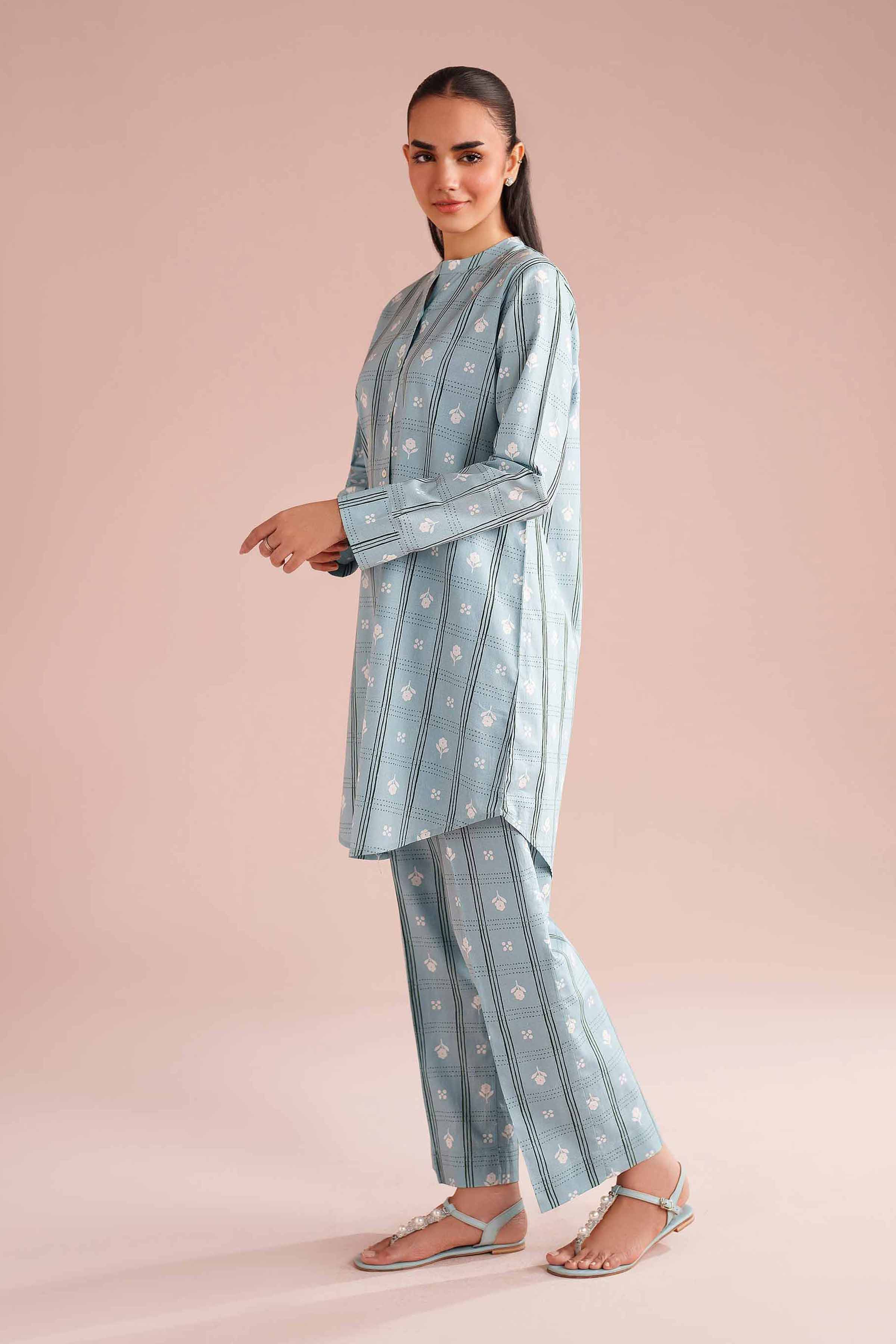 2 Piece - Printed Suit - PE26-186 White Cambric 2PC Printed READY TO WEAR