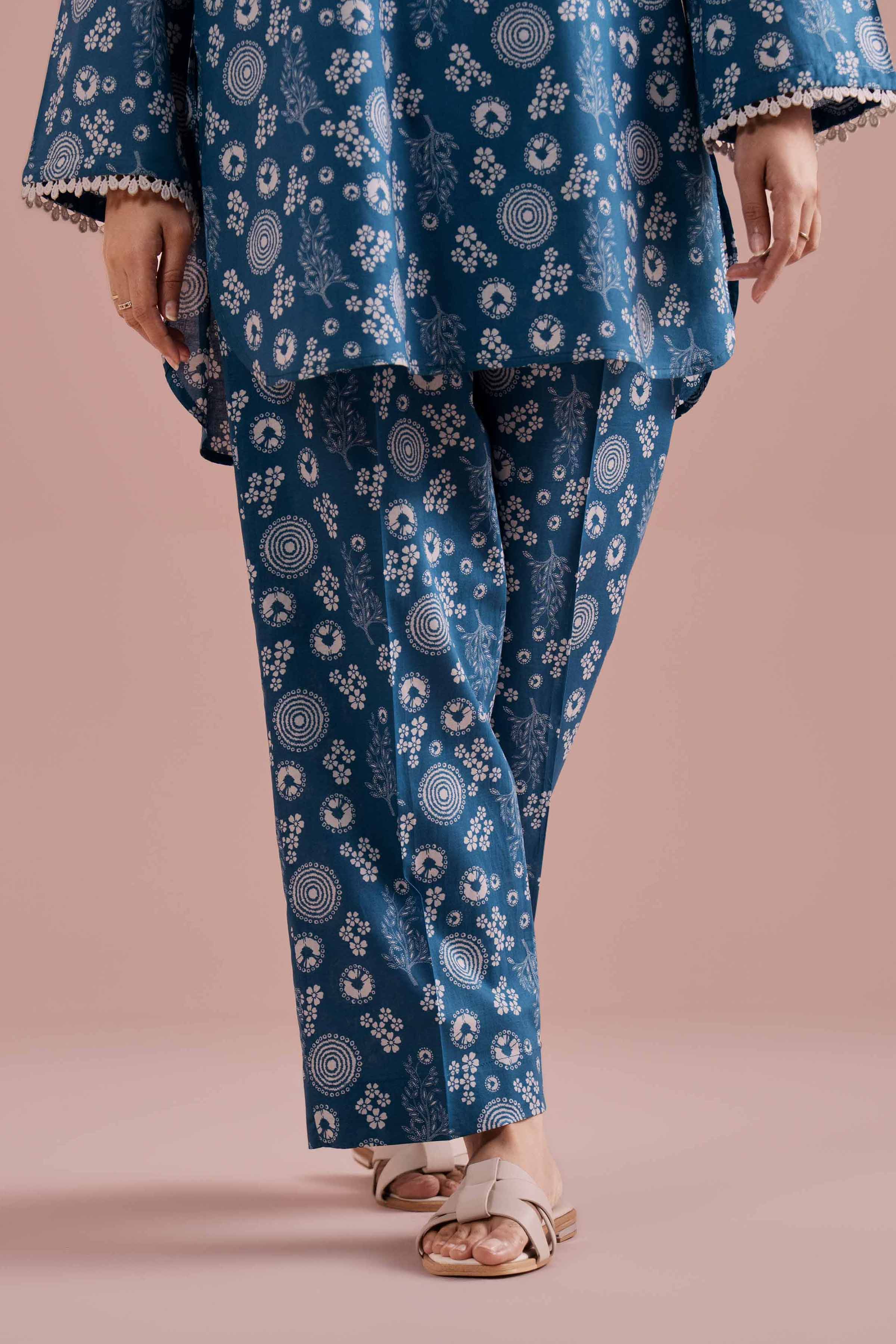 2 Piece - Printed Suit - PE26-192 Blue Cambric 2PC Printed READY TO WEAR