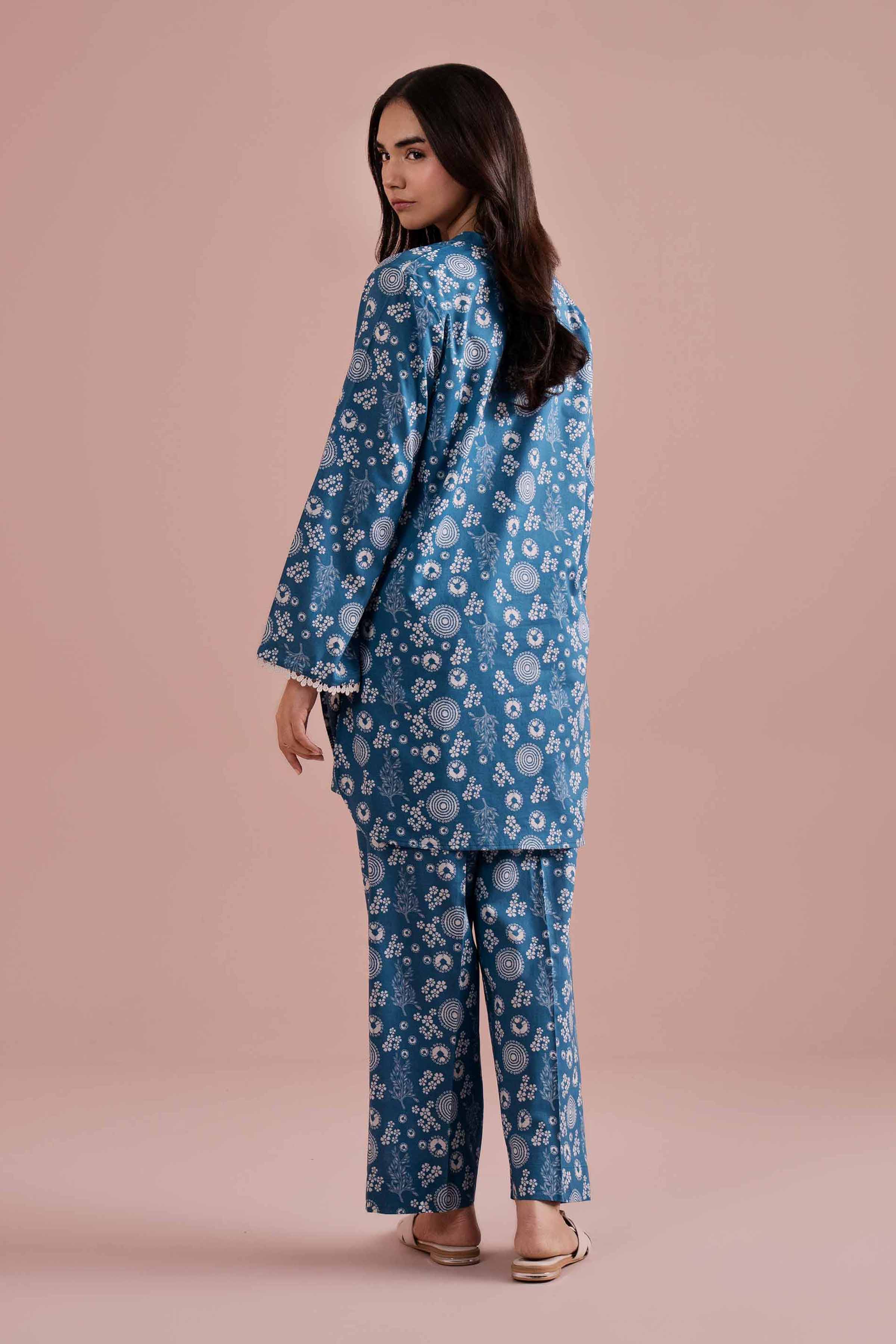 2 Piece - Printed Suit - PE26-192 Blue Cambric 2PC Printed READY TO WEAR