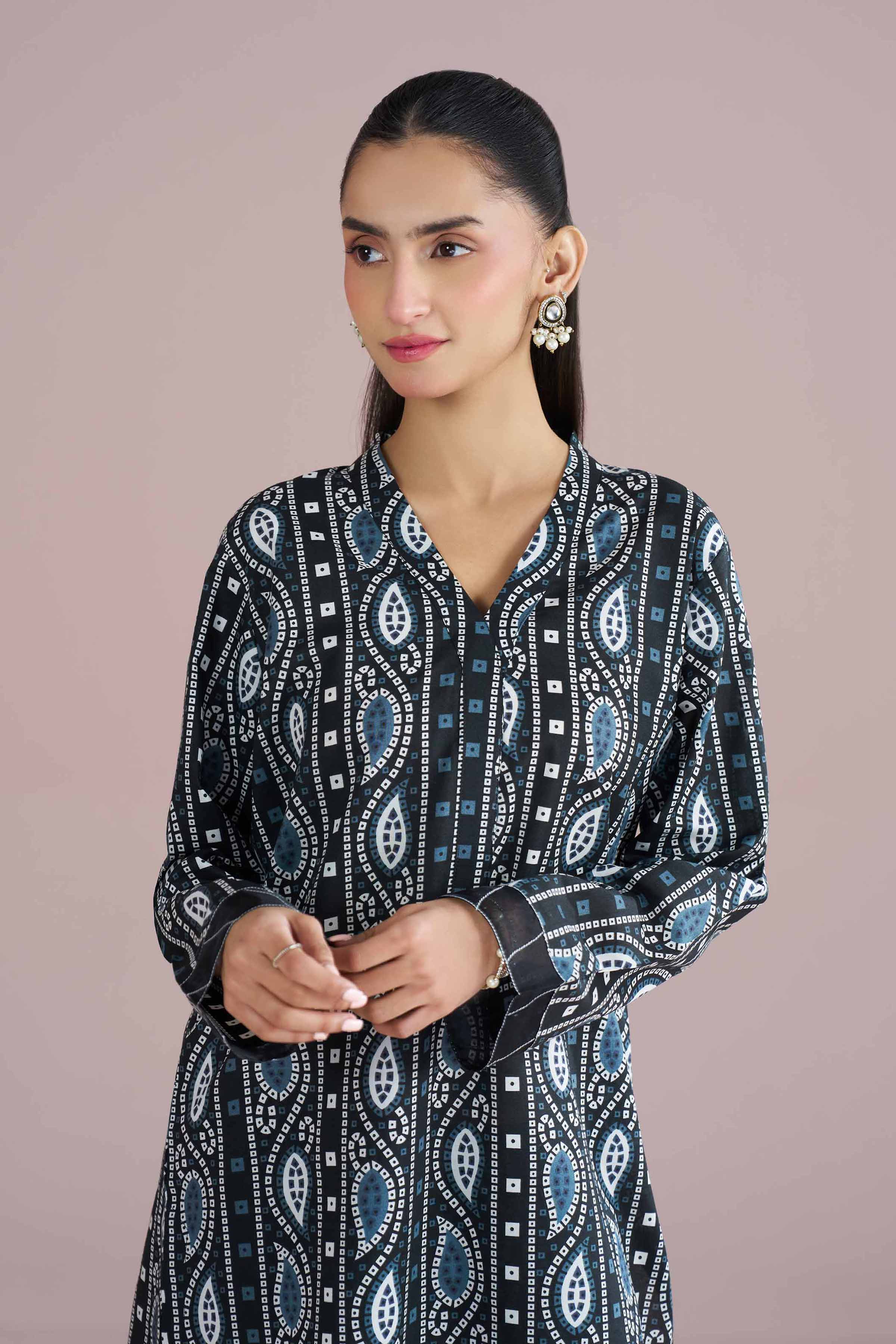 2 Piece - Printed Suit - PE26-194 Black Cambric 2PC Printed READY TO WEAR