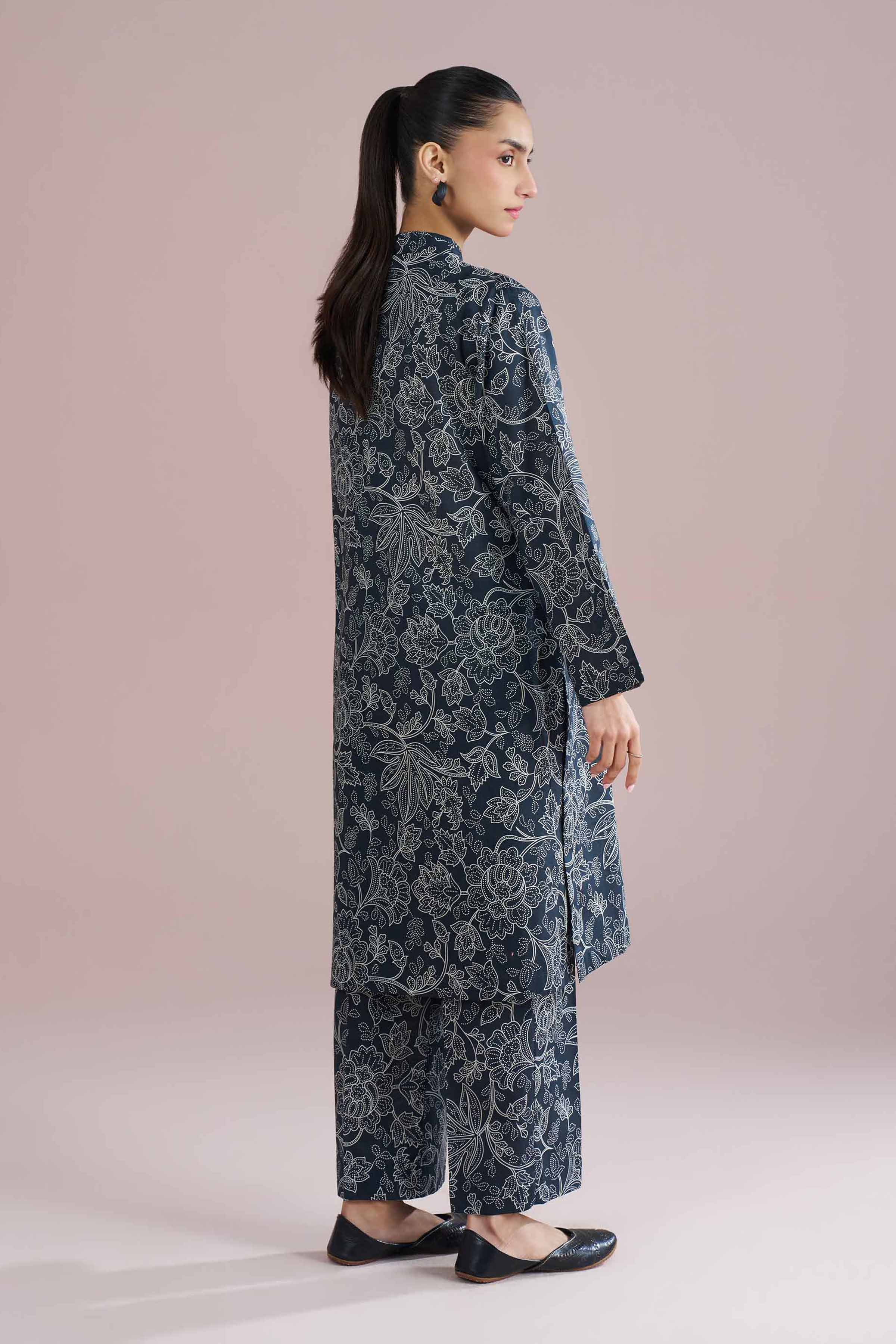 2 Piece - Printed Suit - PE26-196 Black Cambric 2PC Printed READY TO WEAR