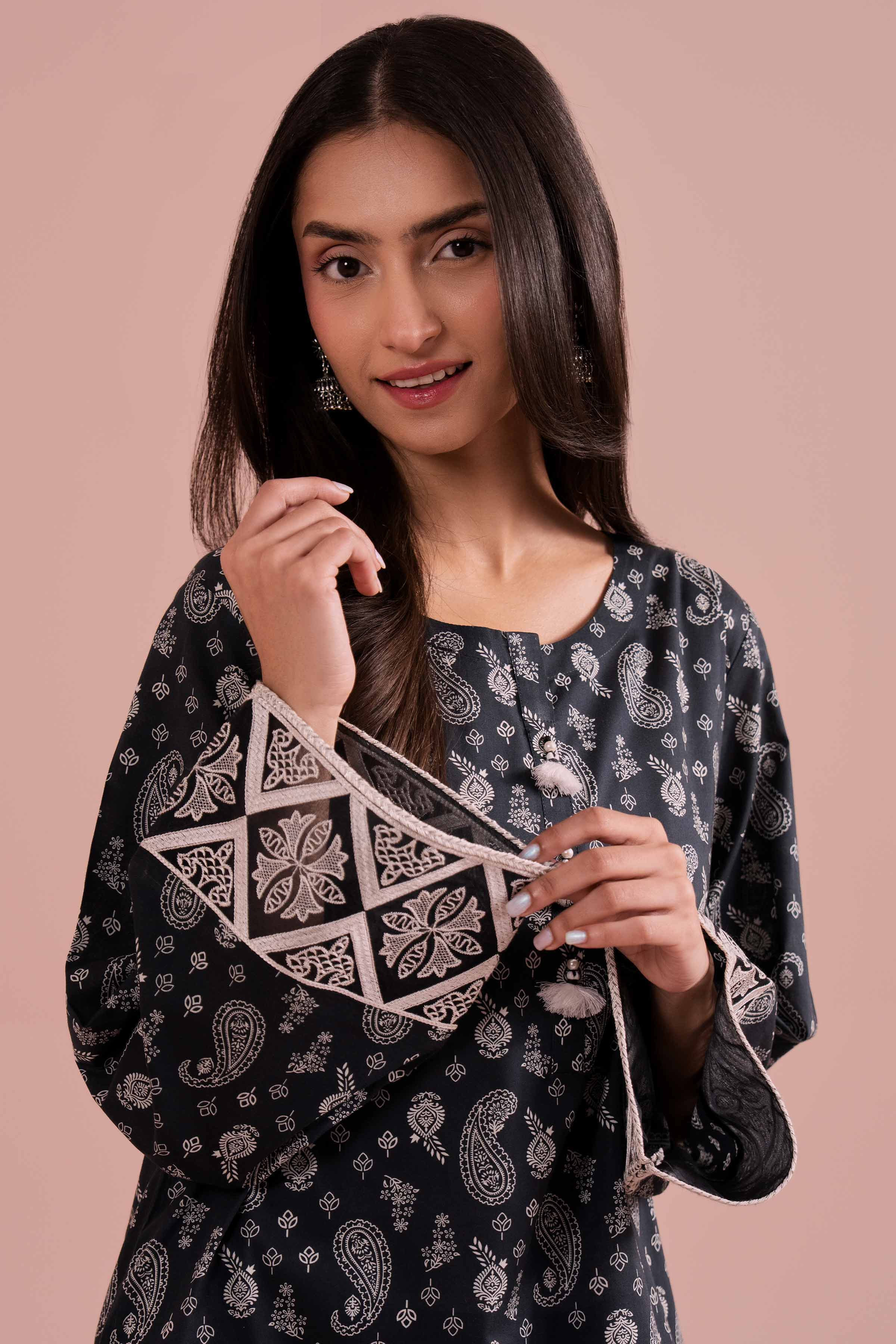2 Piece - Printed Embroidered Suit - PE26-200