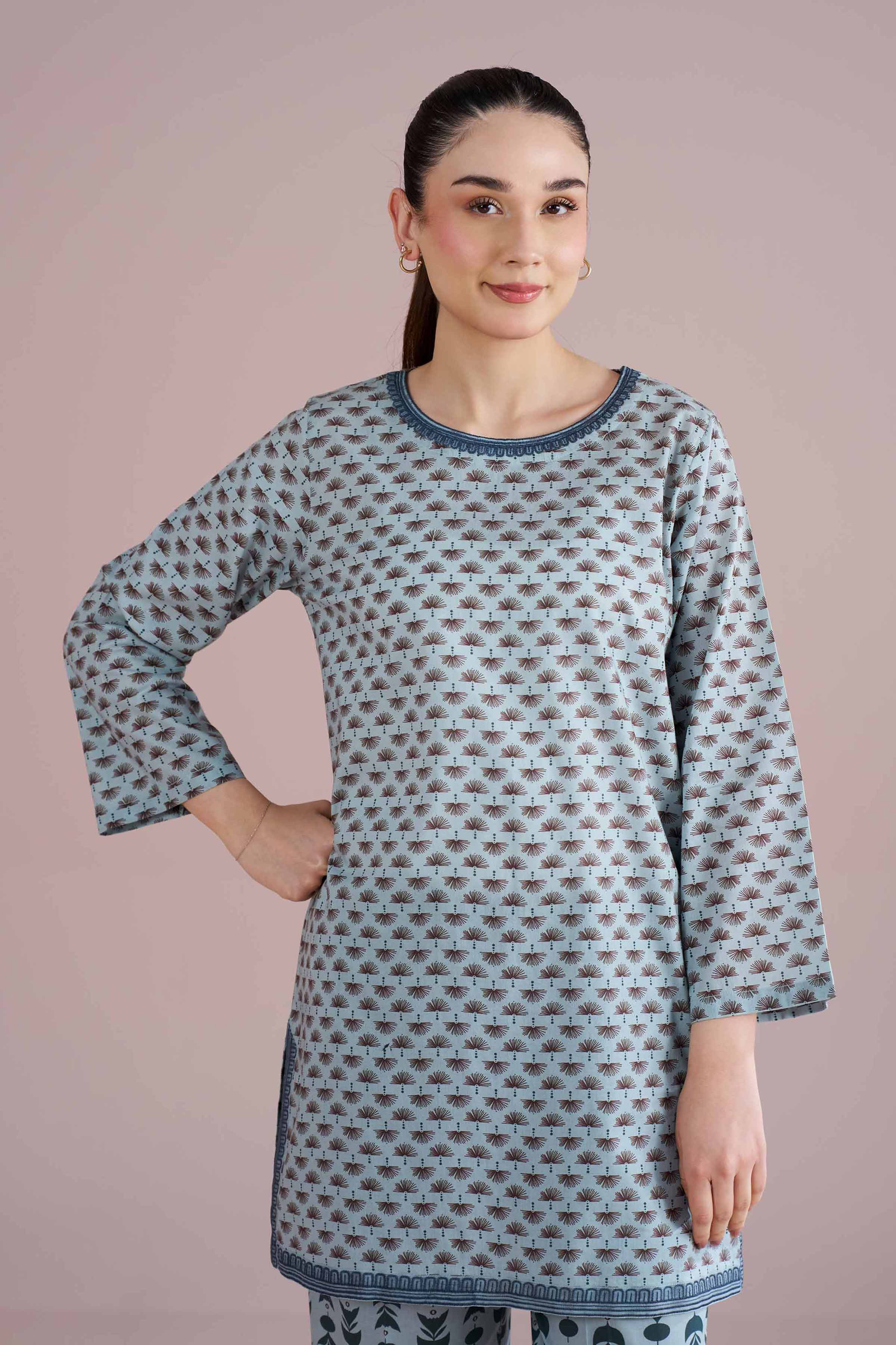 2 Piece - Printed Embroidered Suit - PE26-202 Grey Cambric 2PC Embroidered READY TO WEAR